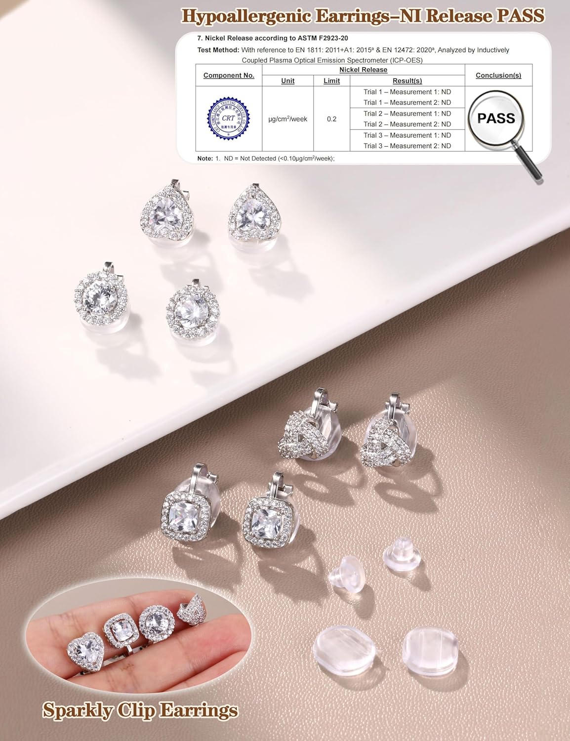 BESTEEL Clip on Earrings Women - Hypoallergenic Non Pierced Earrings Small Cubic Zirconia Flower Heart Square Twist Knot Fake Earring Set Wedding Dance Gift - Image 5