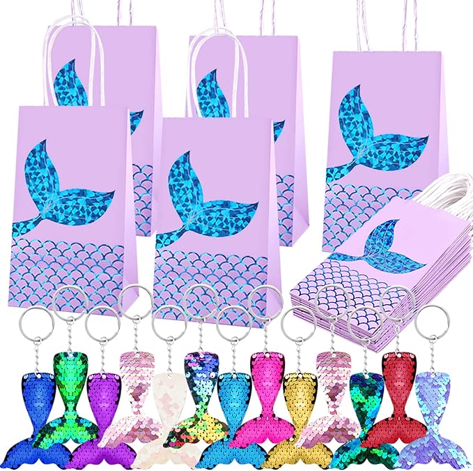 Duufin 26 Pieces Mermaid Party Favors Set Including 13 Packs Mermaid Party Bags