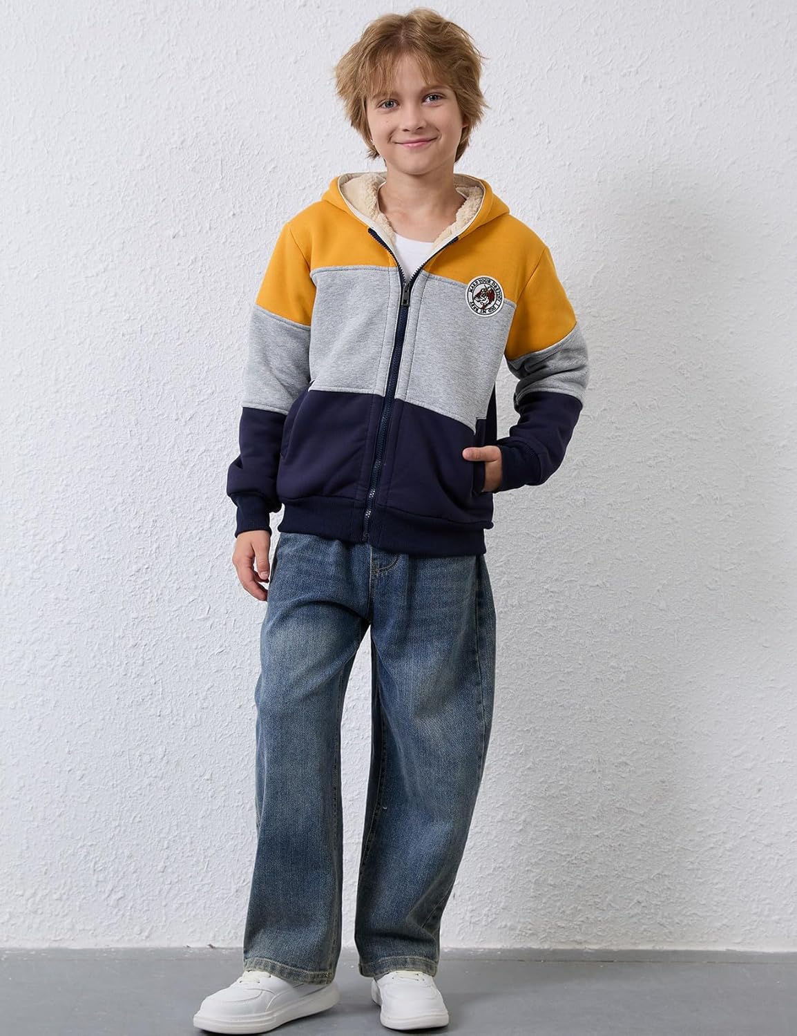 Gihuo Boy's Fleece Jacket Hoodie Sherpa Lined Jacket Zip Up Fleece Hooded Sweatshirt - Image 6