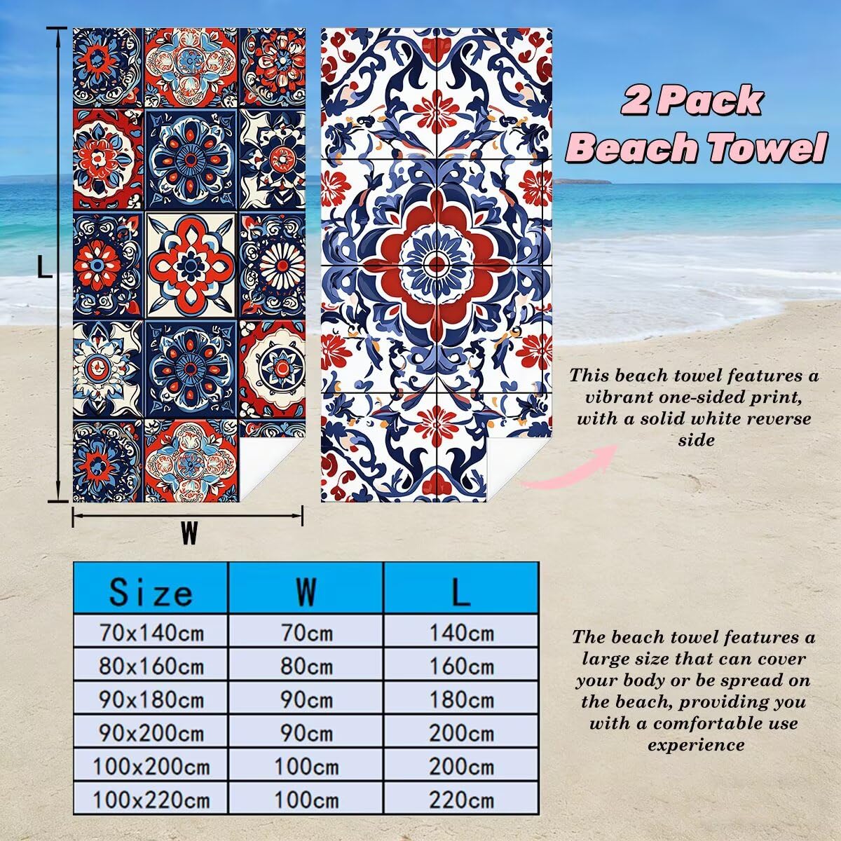 Serviette de Plage Microfibre, Lot de 2 Serviette de Bain Grande Taille 80x160 cm, Séchage Rapide Drap de Bain nordique, Anti Sable Serviettes de Plage, Serviettes Microfibre Sport pour Travel -4336