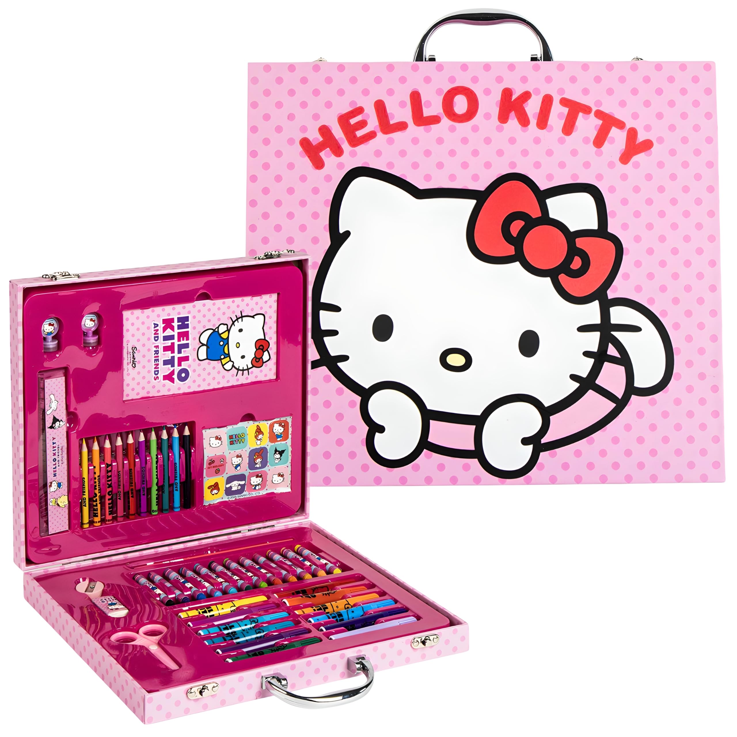 Hello Kitty 52-Piece Deluxe Colouring Art Case for Kids | Portable Art Kit with Markers, Crayons, Colour Pencils & More | Creative Drawing & Coloring Set | Gift for Boys & Girls