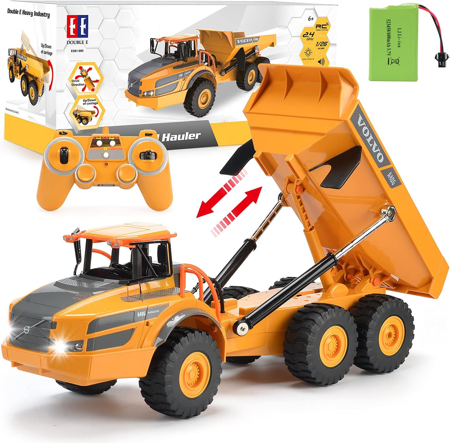 Volvo RC Truck Dump Truck RC Articulated Hauler with Rechargeable Battery 120 Min Play Time RC Toy Construction Truck for All Adults & Kids : Toys & Games
