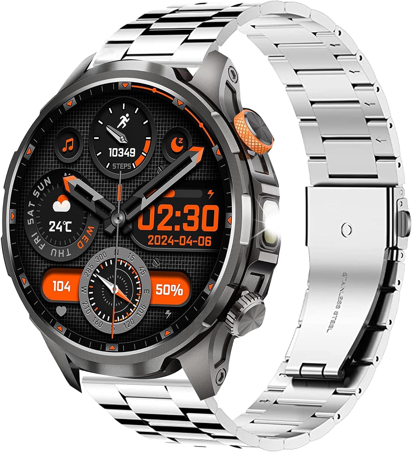 Lamshaw Compatible with BANLVS Military Smart Watches Band, Stainless Steel Metal Replacement Straps Compatible with BANLVS C32 Pro, AK90, G68 Military Smart Watches