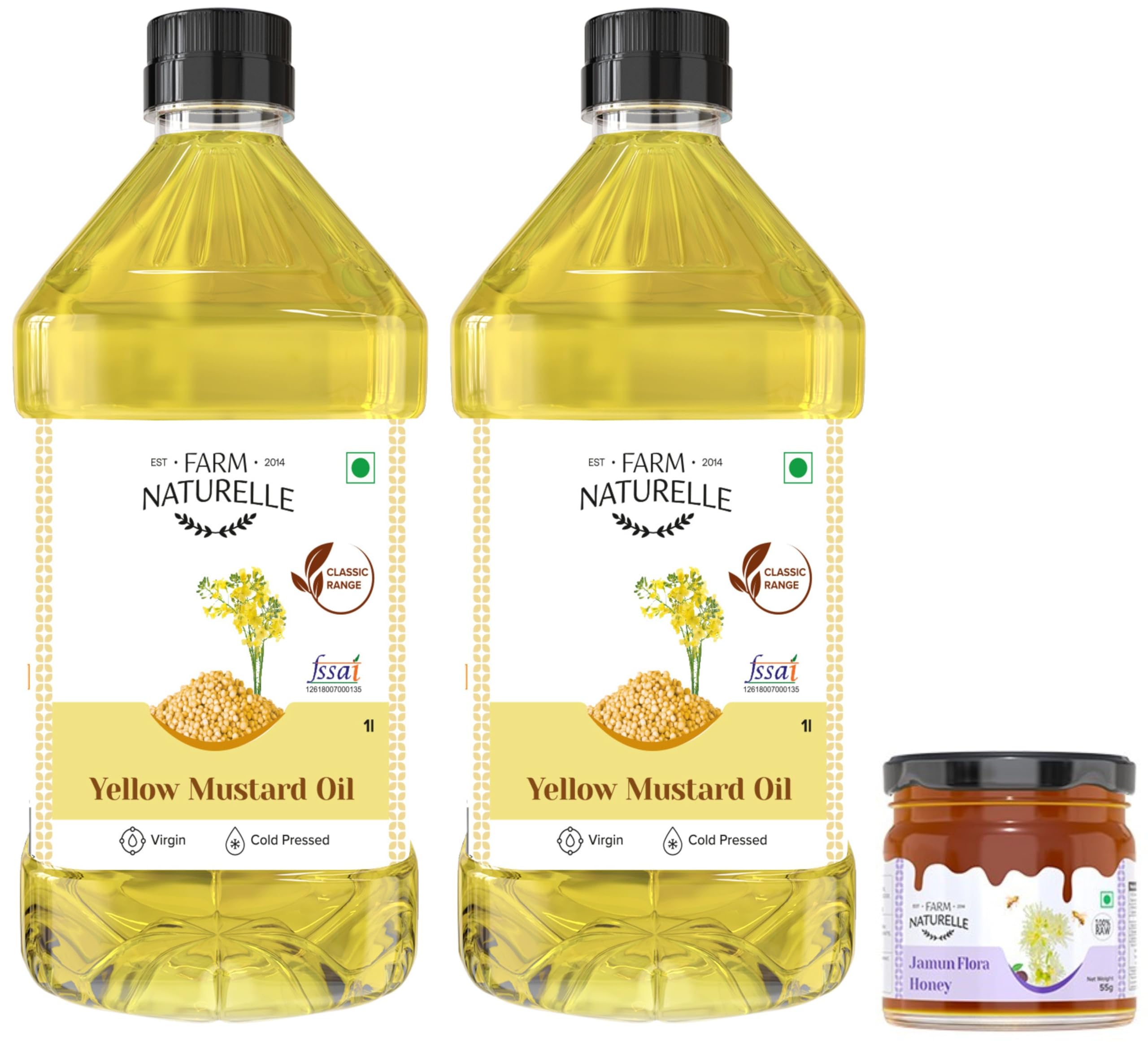 Farm Naturelle 100% Pure Natural Virgin Wood Pressed Yellow Mustard Seed Cooking Oil. (1 Ltr X 2) + 1 Honey 55g (B08HH9291H) Amazon Price History, Amazon Price Tracker