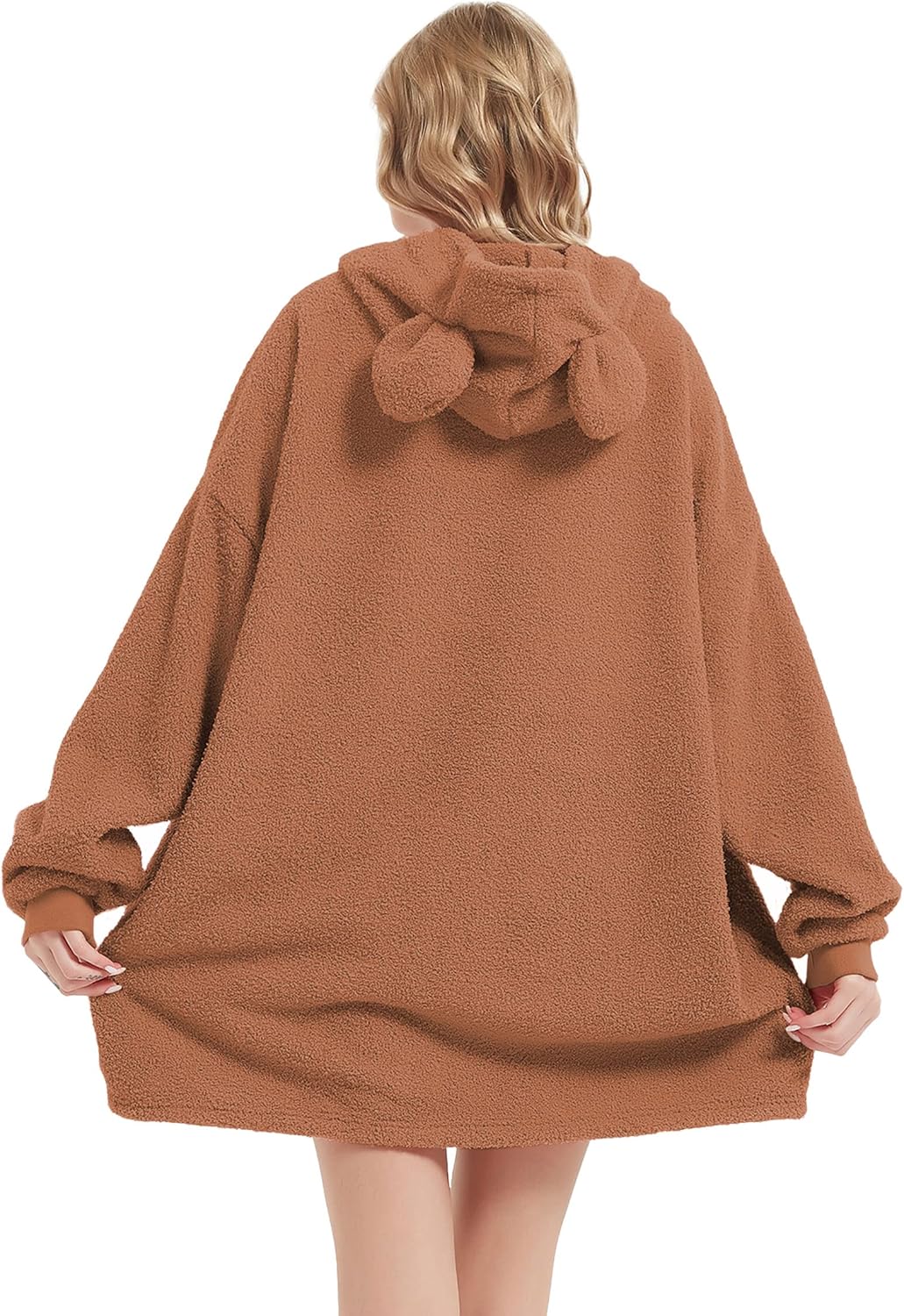 RISISSIDA Wearable Blanket for Adult Women and Men,Sherpa Hoodie with Giant Front Pocket for Indoor/Outdoor,One Size Fits All - Image 2