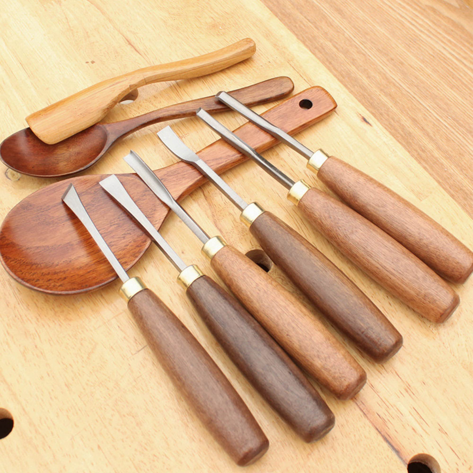 Cinceles para madera 12 piezas Juegos de formones de cinceles de mano para tallar madera acero al manganeso de 65Mn cinceles para madera para maderas duras y blandas