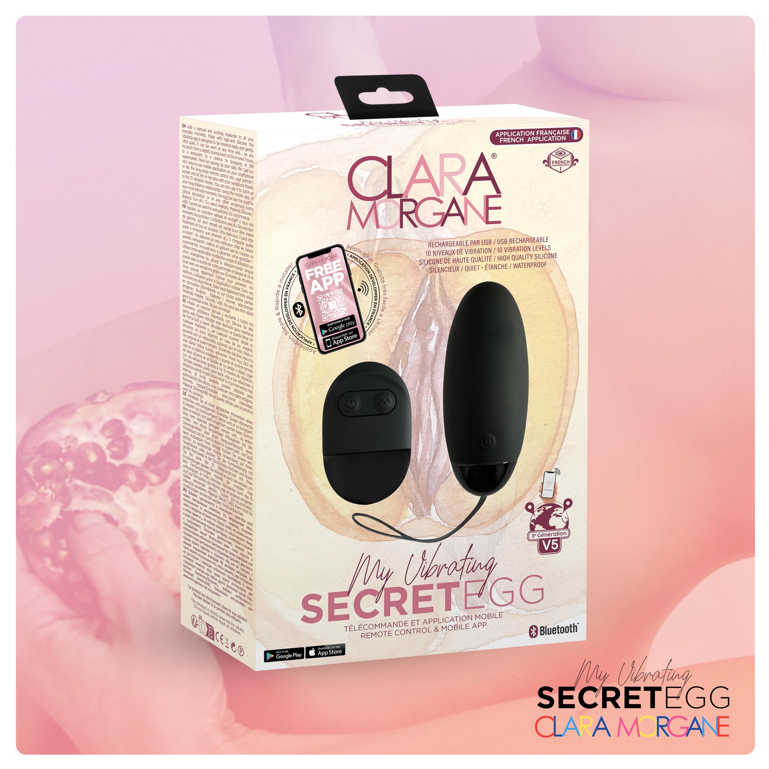 My Vibrating Secret Egg - Oeuf Vibrant Clara Morgane avec application à distance - Couleur noire