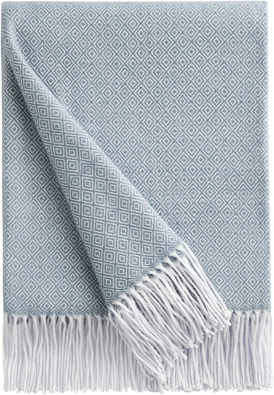 BOURINA Decorative Diamond Lattice Faux Cashmere Fringe Throw Blanket Lightweight Soft Cozy for Bed or Sofa Farmhouse Outdoor Throw Blankets, 50" x 60", Beige : Home & Kitchen