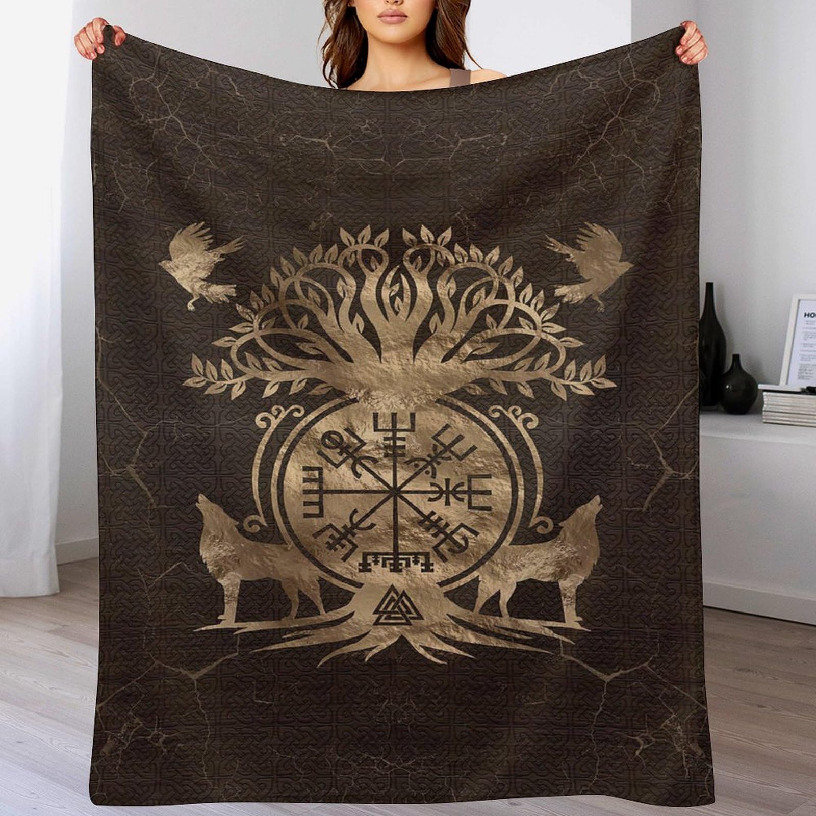 Viking Myth Plush Throw Blanket Fuzzy Soft Blankets Flannel for Couch, Bed, Sofa Warm And Cozy for All Seasons 150×200cm