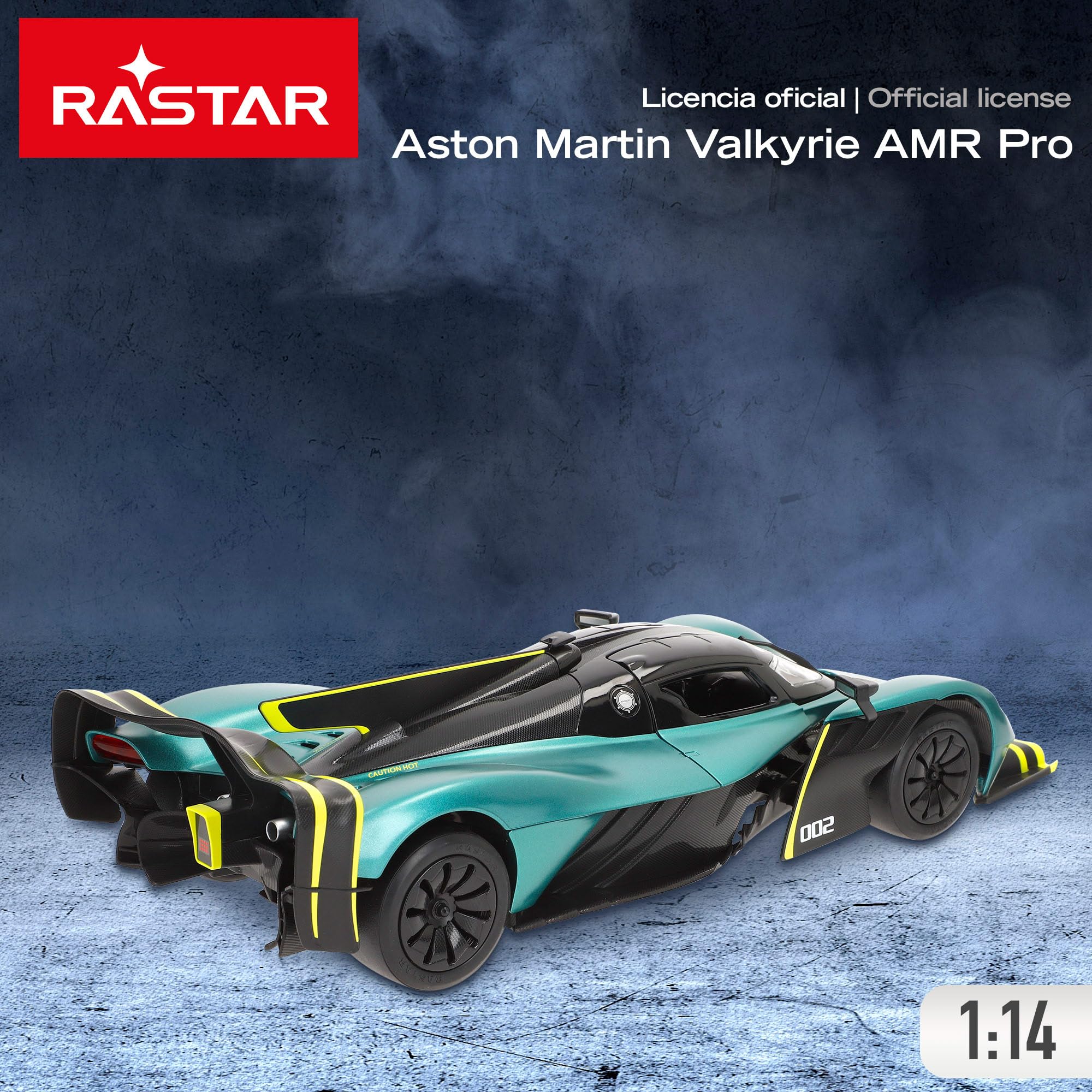 COLORBABY RASTAR Coche teledirigido Aston Martin Valkyrie AMR Pro, Licencia Oficial, Escala 1/14, 2.4 GH.z, USB, Puertas abatibles, Coches teledirigidos, Incluye Luces, +6 años (41290)