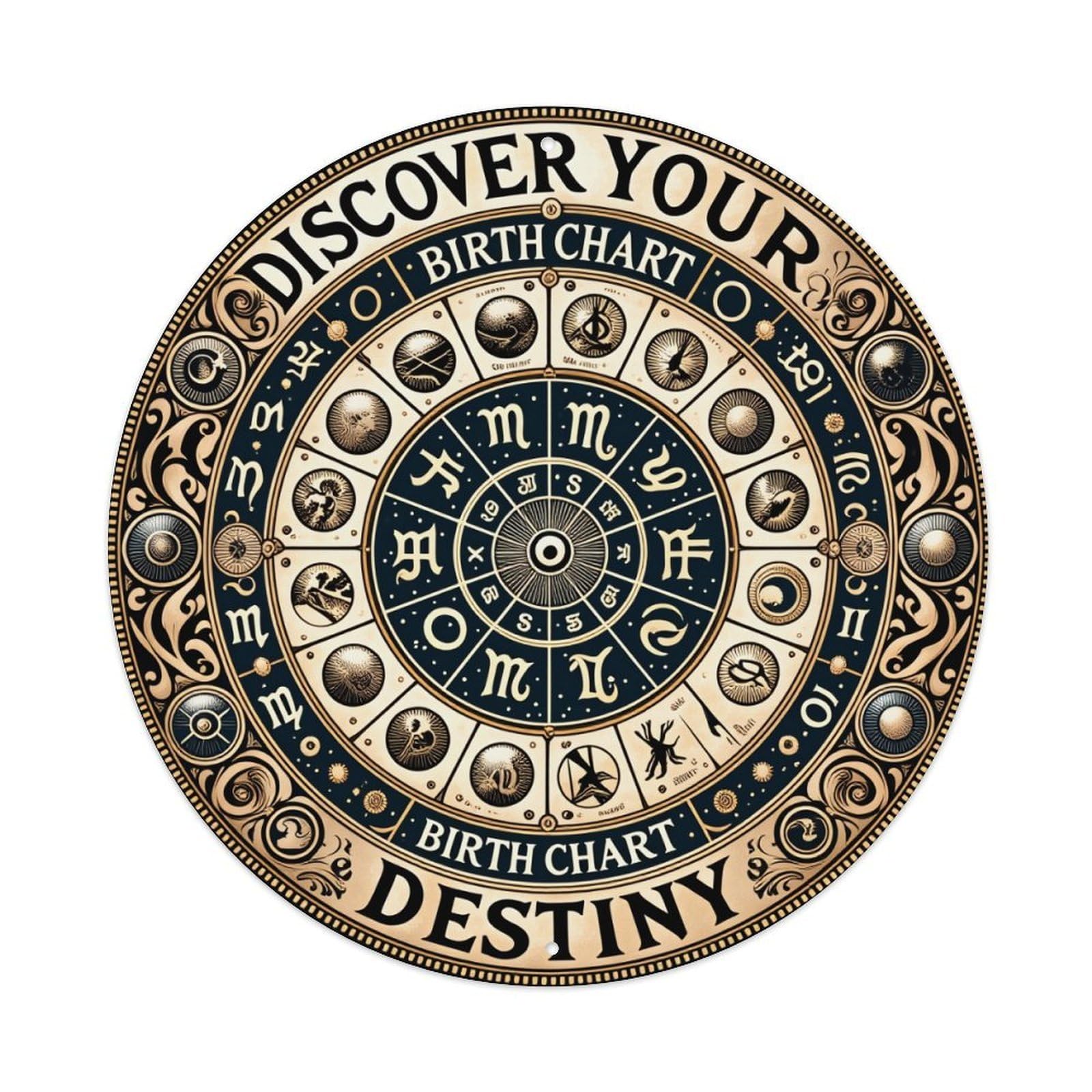 Astrological Zodiac Symbol Design Pattern Metal Tin Sign Plaque