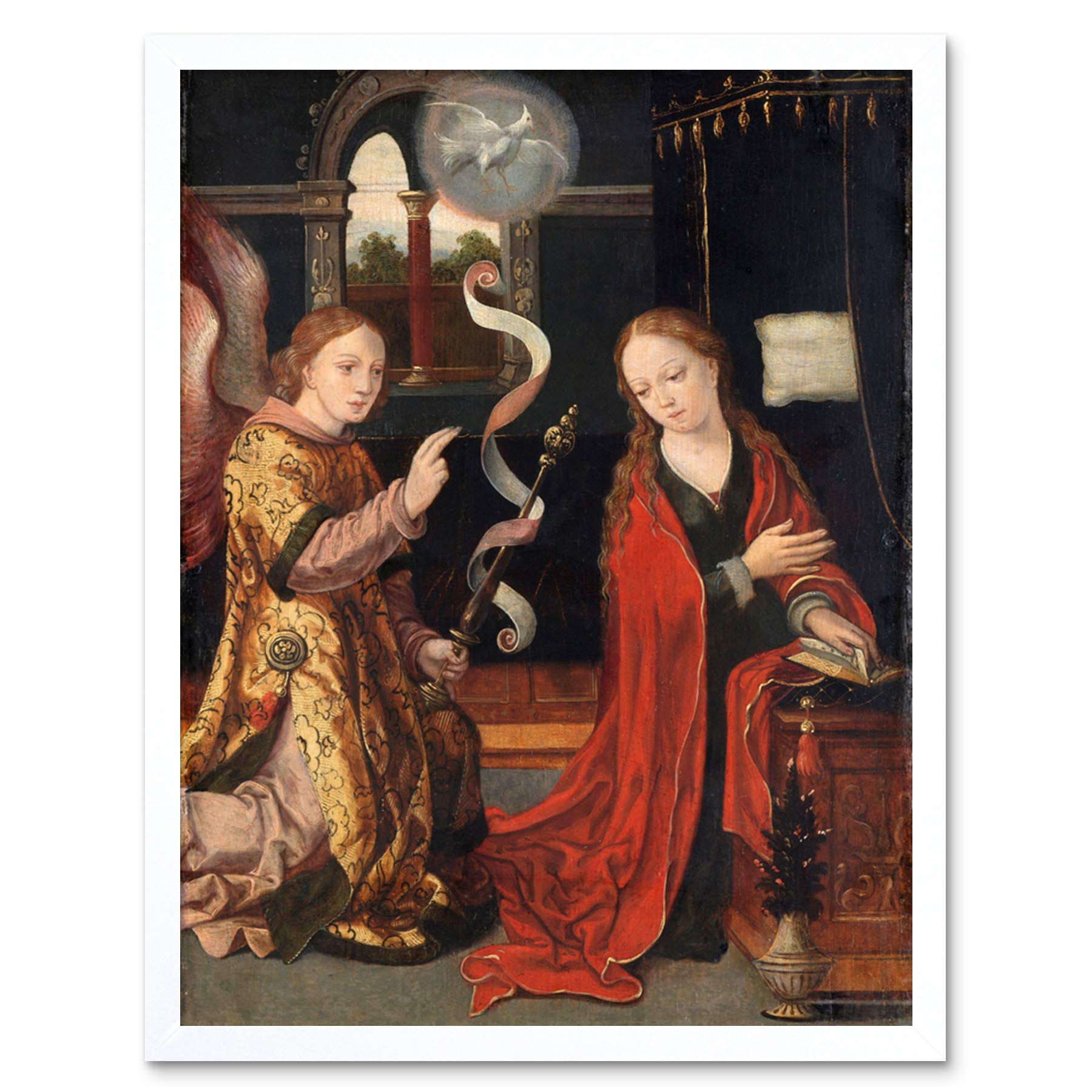 Artery8 The Annunciation Religious Painting Art Print Framed Poster Wall Decor 12x16 inch