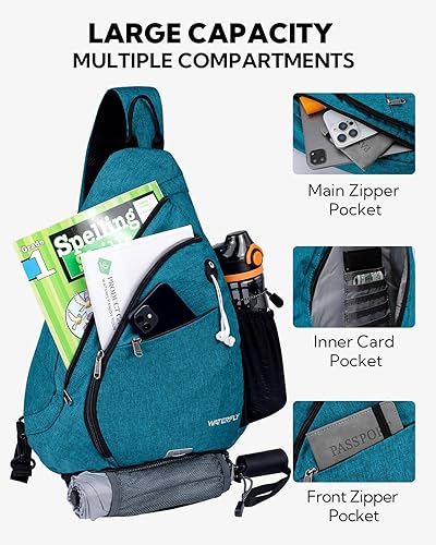 Miniatura 3 de WATERFLY - Mochila casual tipo bandolera, para llevar en el pecho, Azul, talla única