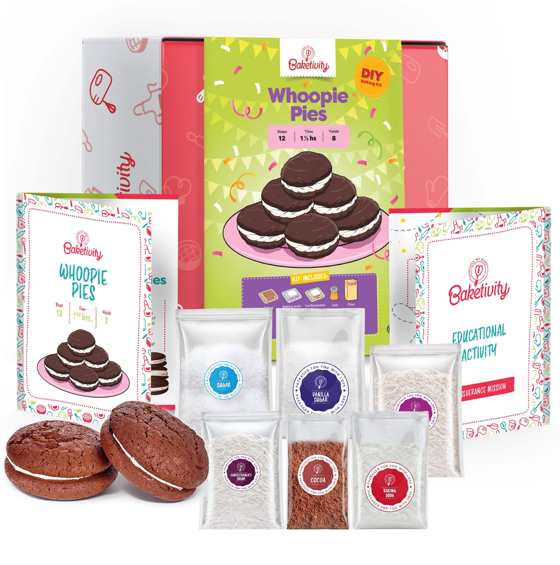 Baketivity Kids Baking DIY Activity Kit - Bake Delicious WhoopiePie with Pre-Measured Ingredients – Best Gift Idea for Boys and Girls Ages 4-12
