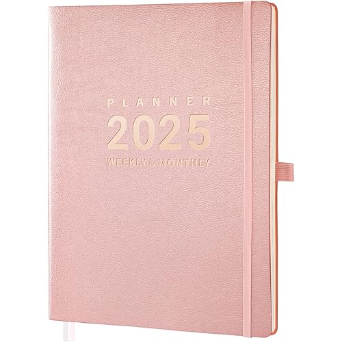 2025 Planner - January 2025 - December 2025, Planner 2025 Daily Weekly and Monthly, 8.5" x 11", Pen Holder, Calendar Stickers, Pocket, 25 Notes Pages, Faux Leather Cover, A4 Premium Paper