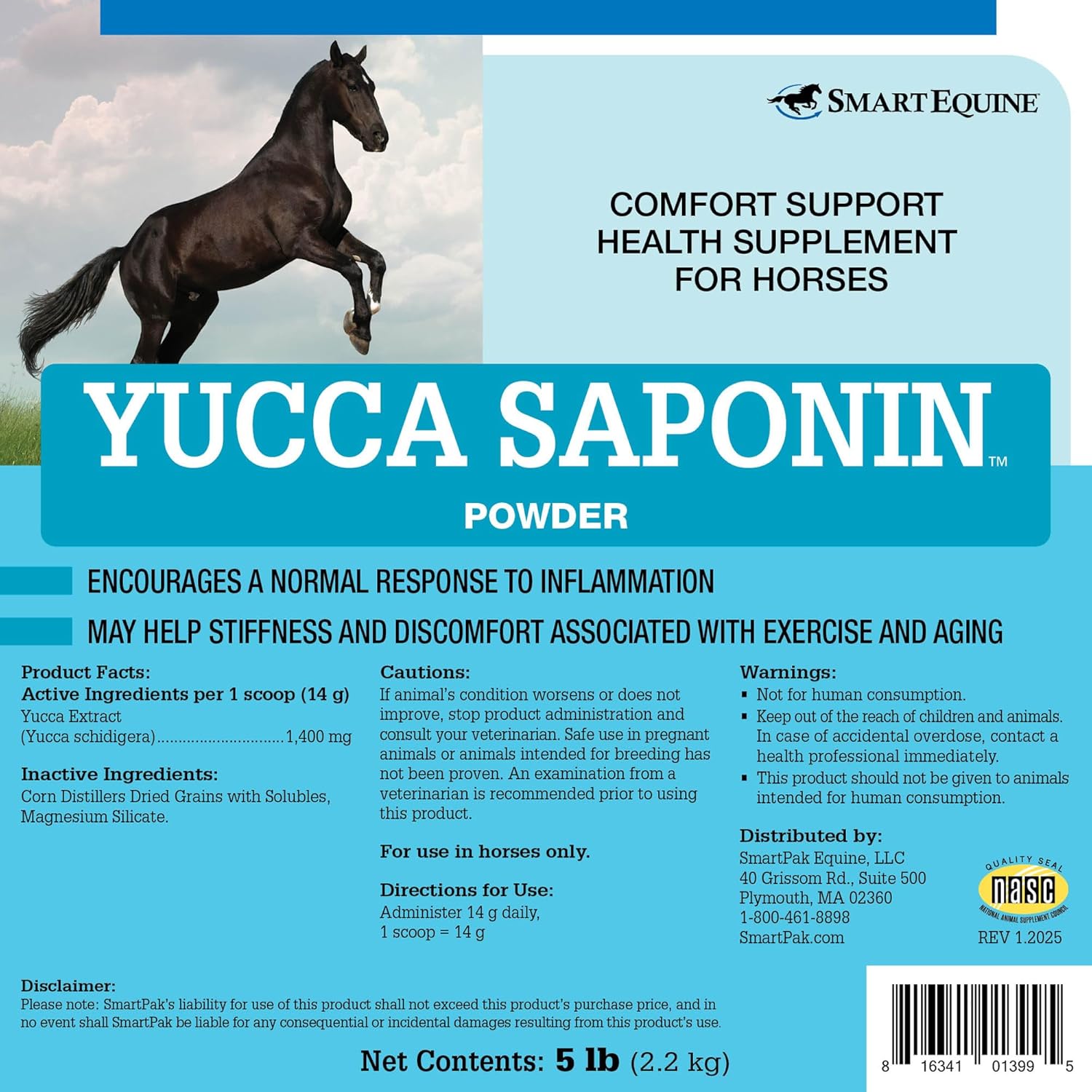 Yucca Saponin for Horses | Joint Supplement | 10% Yucca Schidigera Extract for Senior Horses | Herbal Support for Occasional Stiffness & Discomfort | 5 lb Bag