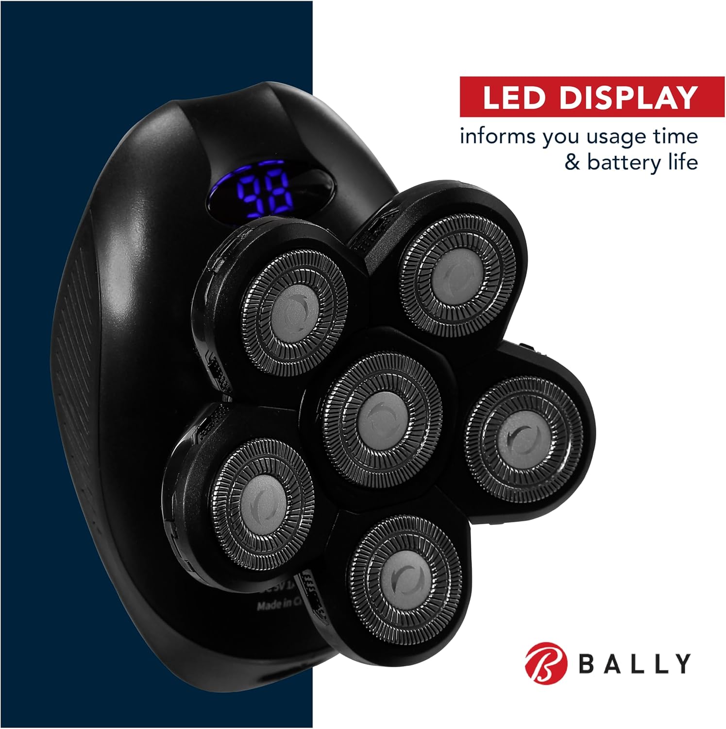 Bally 6 Head Floating Shaver, Total Grooming with 6-in-1 Multi-Functional Electric Floating Shaver, 6 Heads, LED Display, Lithium Rechargeable, 50 Min Usage