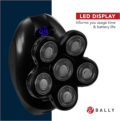 Miniatura 5 de Bally - Afeitadora flotante de 6 cabezales, aseo total con afeitadora flotante eléctrica multifuncional 6 en 1, 6 cabezales, pantalla LED,