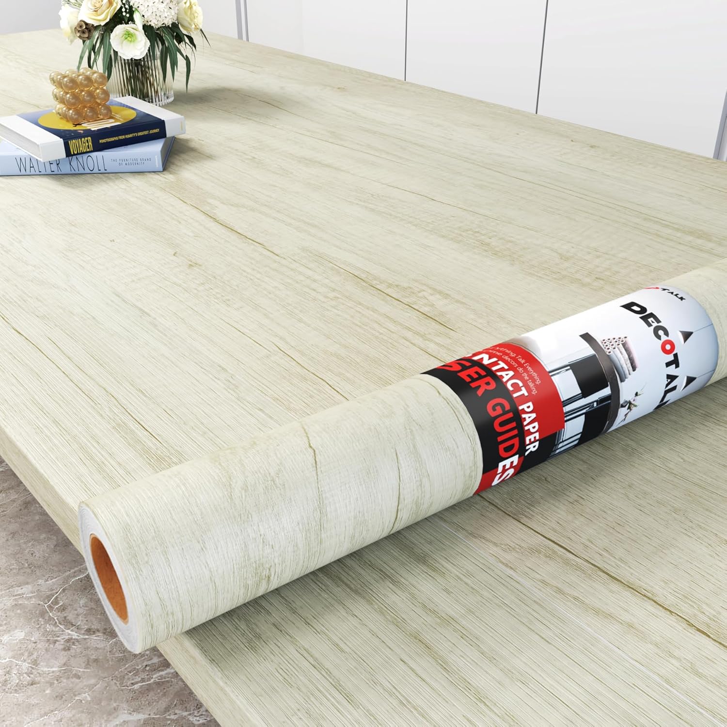 Decotalk 30x120 Inch Wood Contact Paper Wood Grain Contact Paper Peel and Stick Countertops Contact Paper Beige Wood Wallpaper Cream Wood Look Contact Paper Wood Vinyl Wrap Wood Wall Paper Removable 30" x 120"