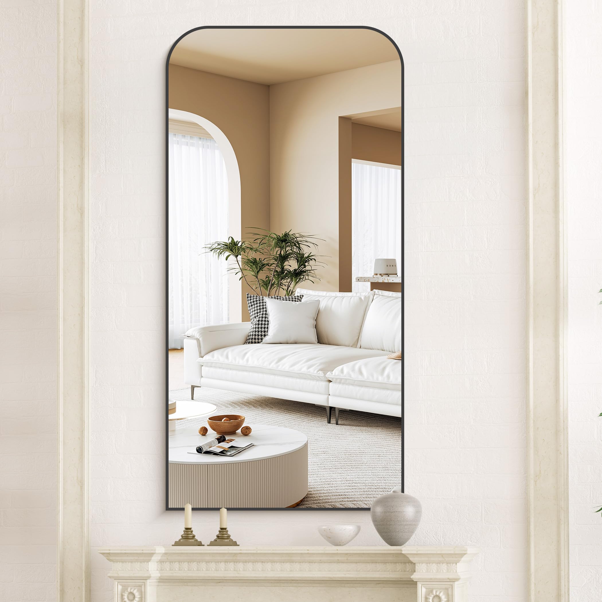 Bathroom Mirror 24x48 inch Black Rectangle Wall Mounted Mirror with Thin Frame Bathroom Vanity Mirrors for Over Sink