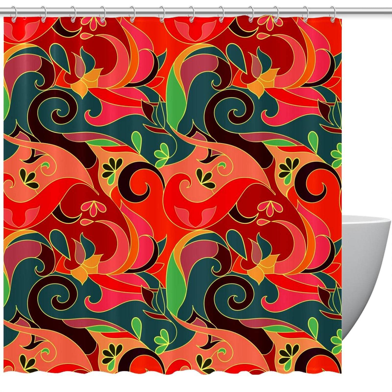 Rideau de douche motif abstrait 183 cm pour baignoire et salle d'eau