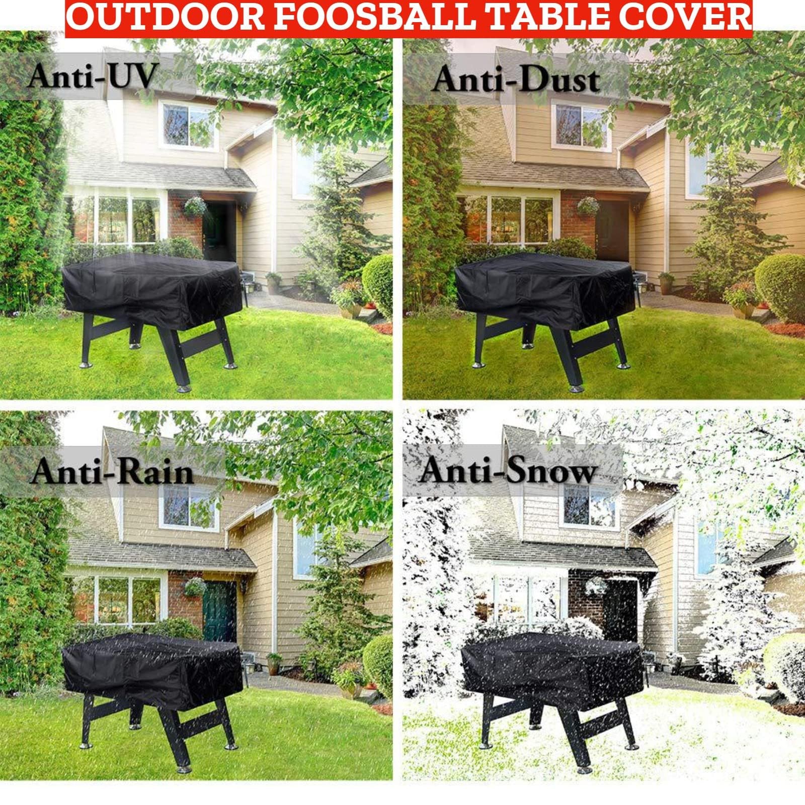 Copertura per Biliardino, Telo Antipolver per Calcio Balilla con 4 Cinghie Regolabili, Impermeabile, 210D Oxford Nero 160x115x50cm