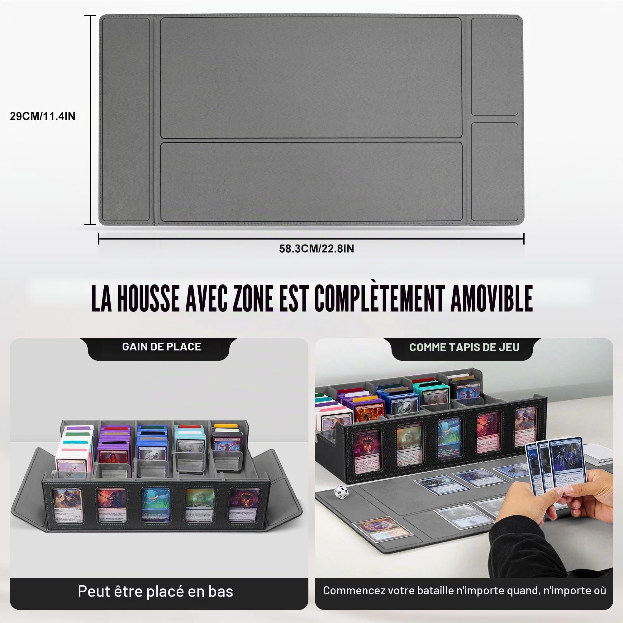 Kabinka Boîte de rangement pour cartes à collectionner avec écran Commander, étui à 5 rangées avec couvercle amovible ; boîte de plus de 3 900 cartes pour cartes de sport MTG TCG, 5 toploaders, 5