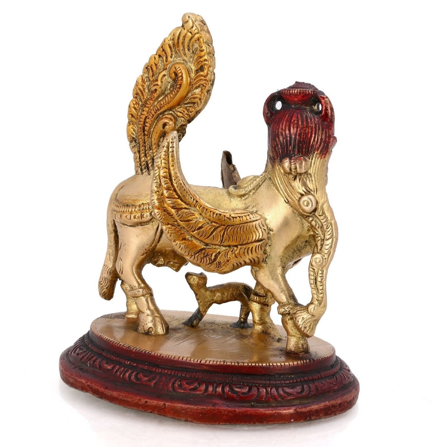 Aone India Kamdhenu Cow Figurine & Baby Statue Metal Nandi Holy Calf Home Decor - Brass Sculpture + Cash Envelope (Pack Of 10) - Image 2 thumbnail