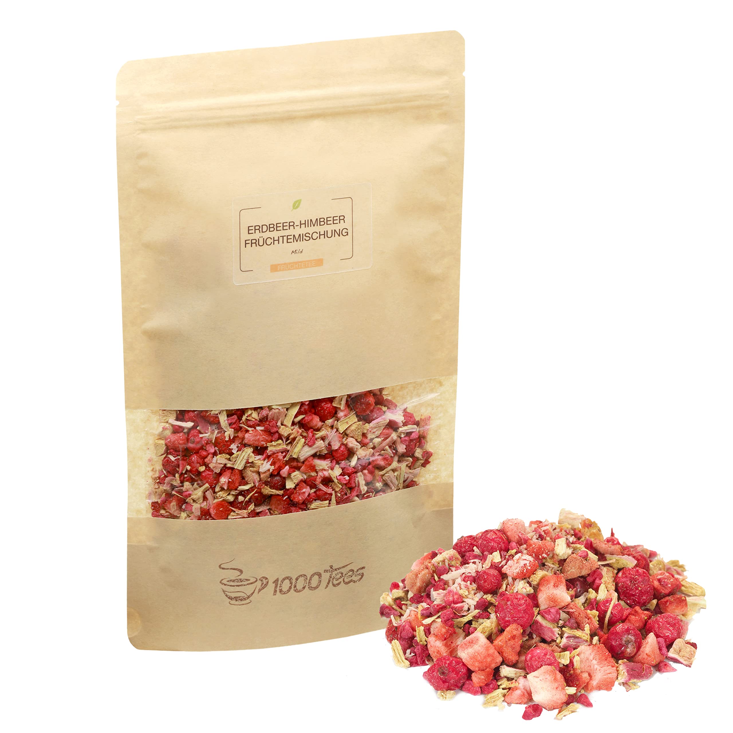 Früchtetee Erdbeer Himbeer Früchtemischung mit Himbeere-Erdbeere-Geschmack, süß, beeren-fruchtig, frisch abgefüllt