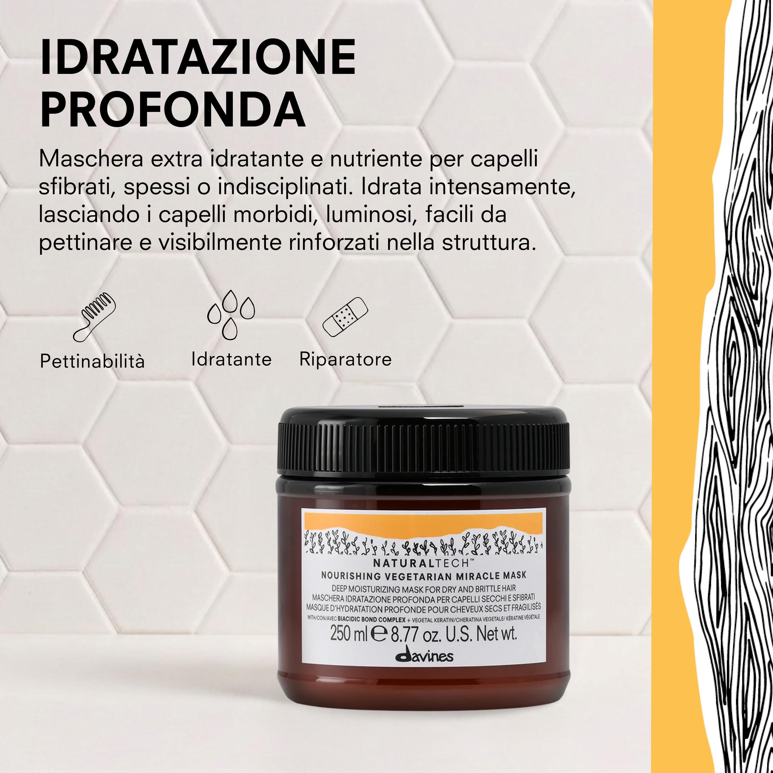 Davines NOURISHING Vegetarian Miracle Mask - Maschera idratante - 250 ml