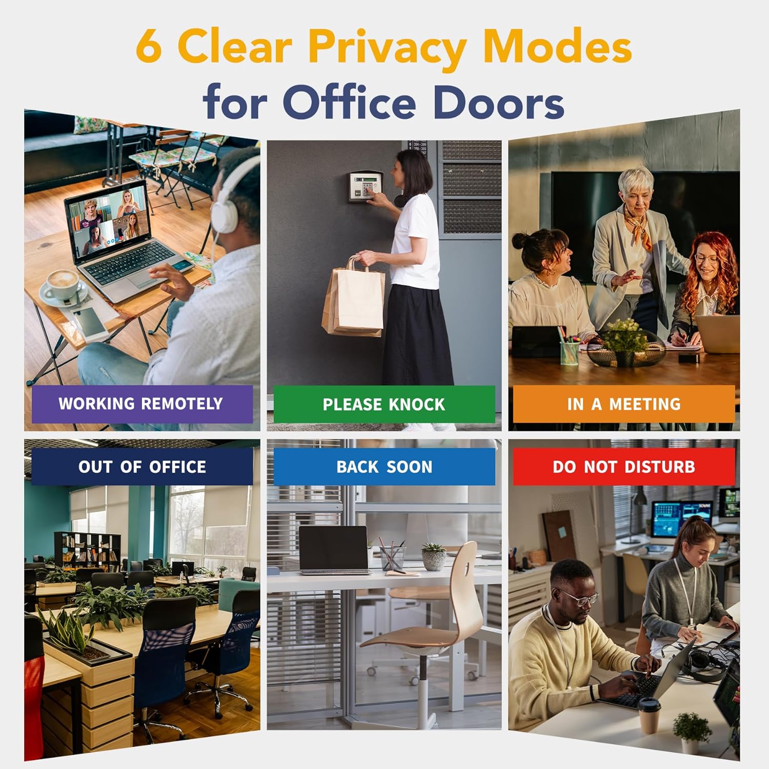 Office Door Signs & Name Plate With 6 Status Options, Do Not Disturb, In A Meeting, Out Of Office, Working Remotely, Please Knock, Back Soon for Desks Or Doors, Pull-Out Replaceable Inserts, Matte Black - Image 3