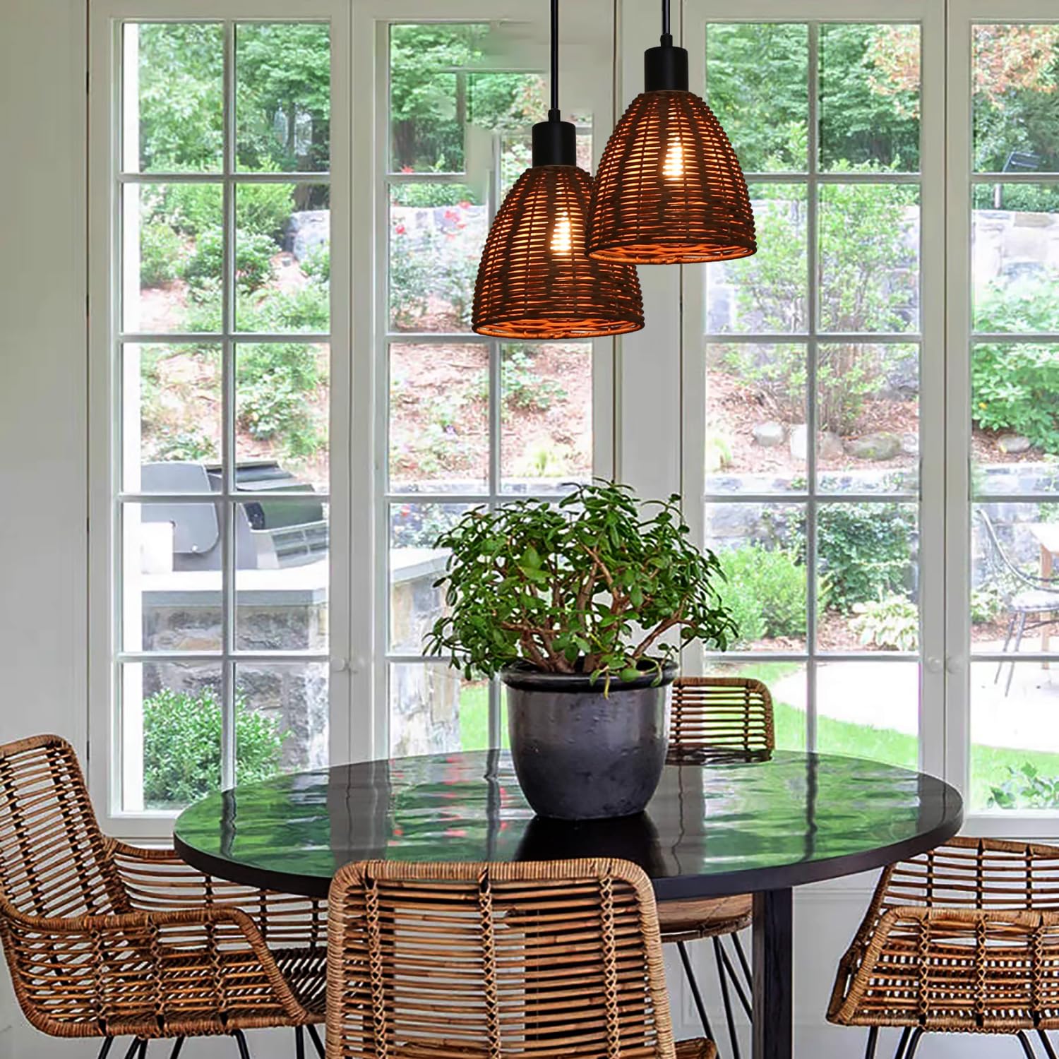 rattan lamp Shade Rattan 4-Pack Boho Small Lamp Shades