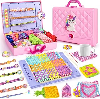 Nicella 400+ Pcs Friendship Bracelet Making Kit - Multi-Functional Weaving Loom for Girls 6-12, Crafts Bracelets, Bags, Coasters