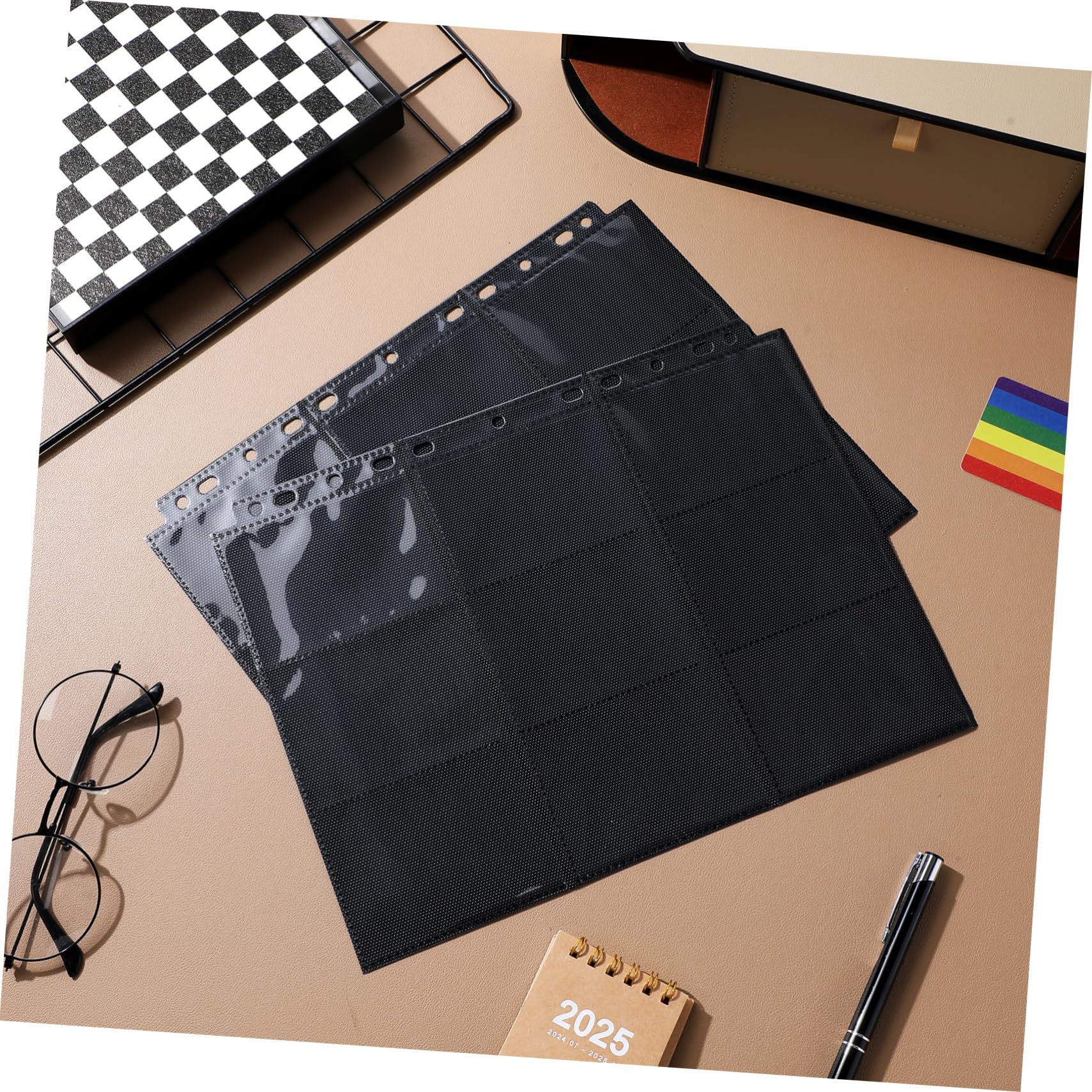 VICASKY Pagine per Raccoglitore Carte Giochi Nero in Pp 50 Fogli, 11 Fori e 18 Tasche Doppio Lato, Compatte e Portatili, per Collezione e Protezione Carte