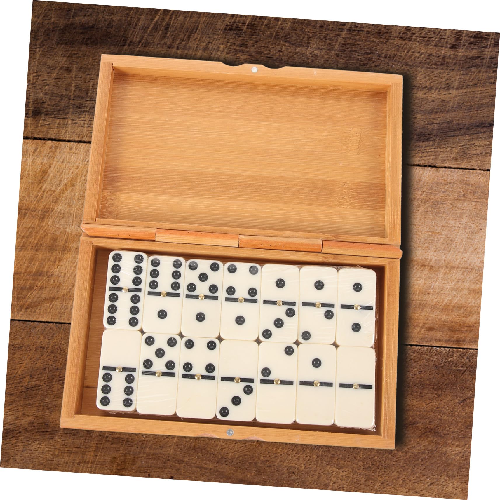 Jeu de Dominos en Bois Ancien pour Adultes et Amis, Boîte de Dominos en Bambou Rangement Coulissant, Jeu Éducatif pour Maison et Soirées en Famille, Coffret Présent Intemporel