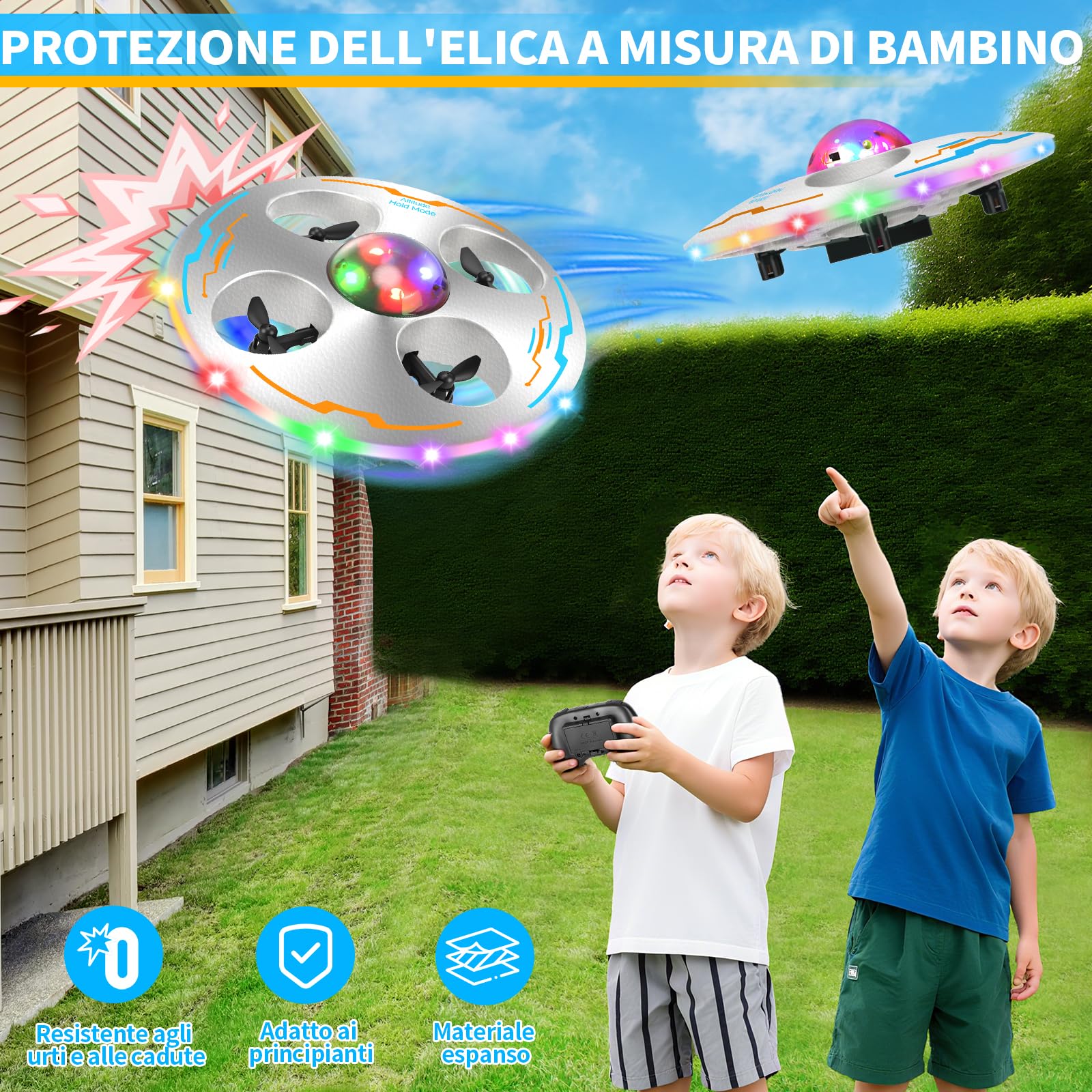 Charmofun Mini Drone per Bambini, Drone Giocattolo per Principianti UFO 360°,Droni Quadricottero con Luci LED e 3 Batterie, Droni Telecomandato Giocattolo Regalo per Ragazzi e Ragazze (Bianco)