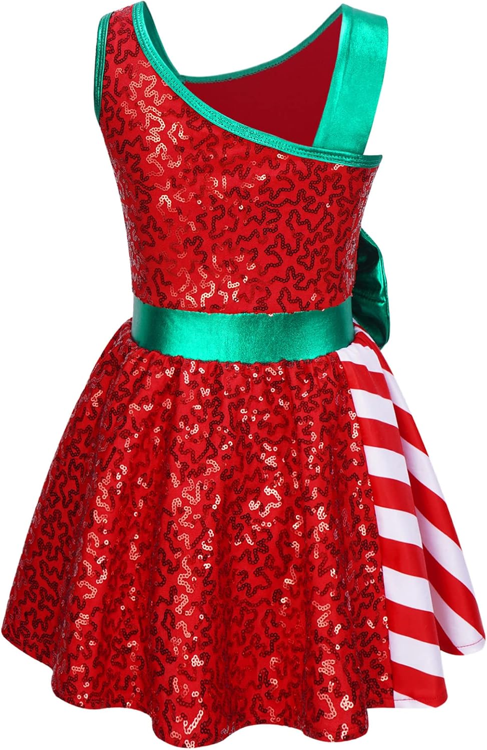 Girls Christmas Dance Dress Holiday Performance Costume | Candy Cane Inspired Sequin Tutu Dress for Christmas Pageants, Holiday Shows, Figure Skating and Winter Stage Performances