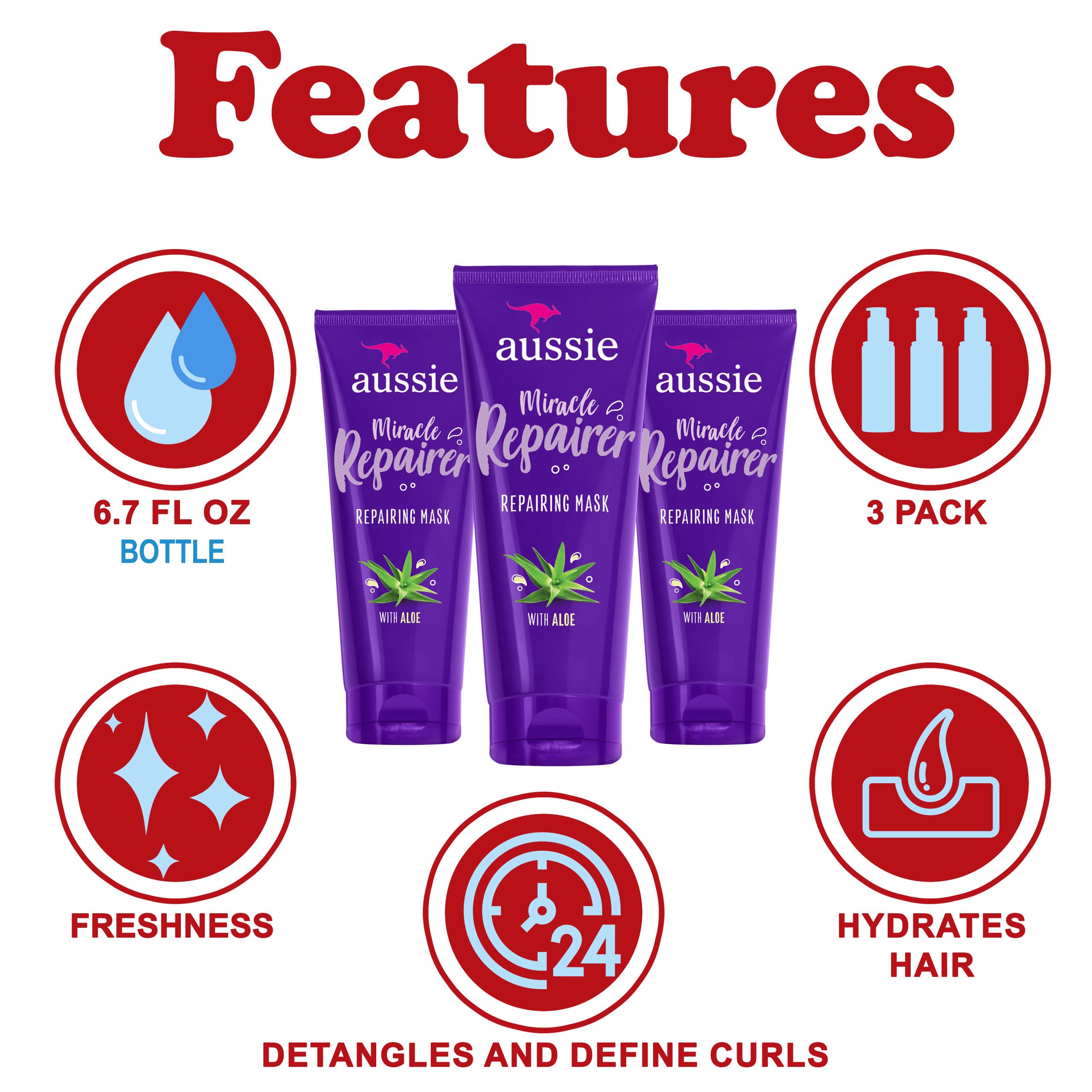 Amazon.com: Aussie Miracle Repairer Reconstructing Hair Mask, 3