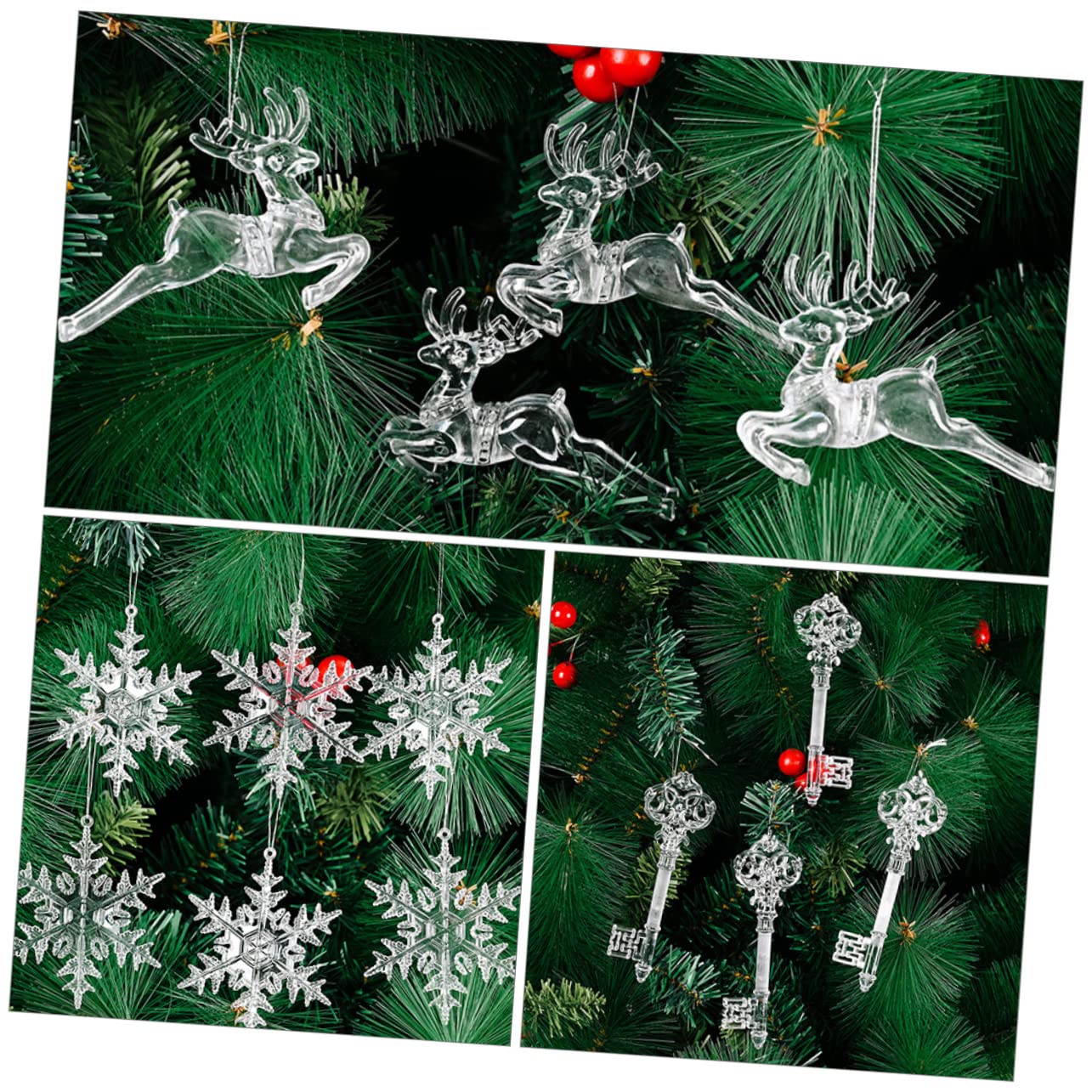 Zerodeko 6 Juegos Colgante De De Nieve Transparente Colgantes Navideños Christmas Tree Decoración Navideña Árbol De Navidad Decoración De Navidad Adorno Exquisito Acrílico 13 Uds * 6