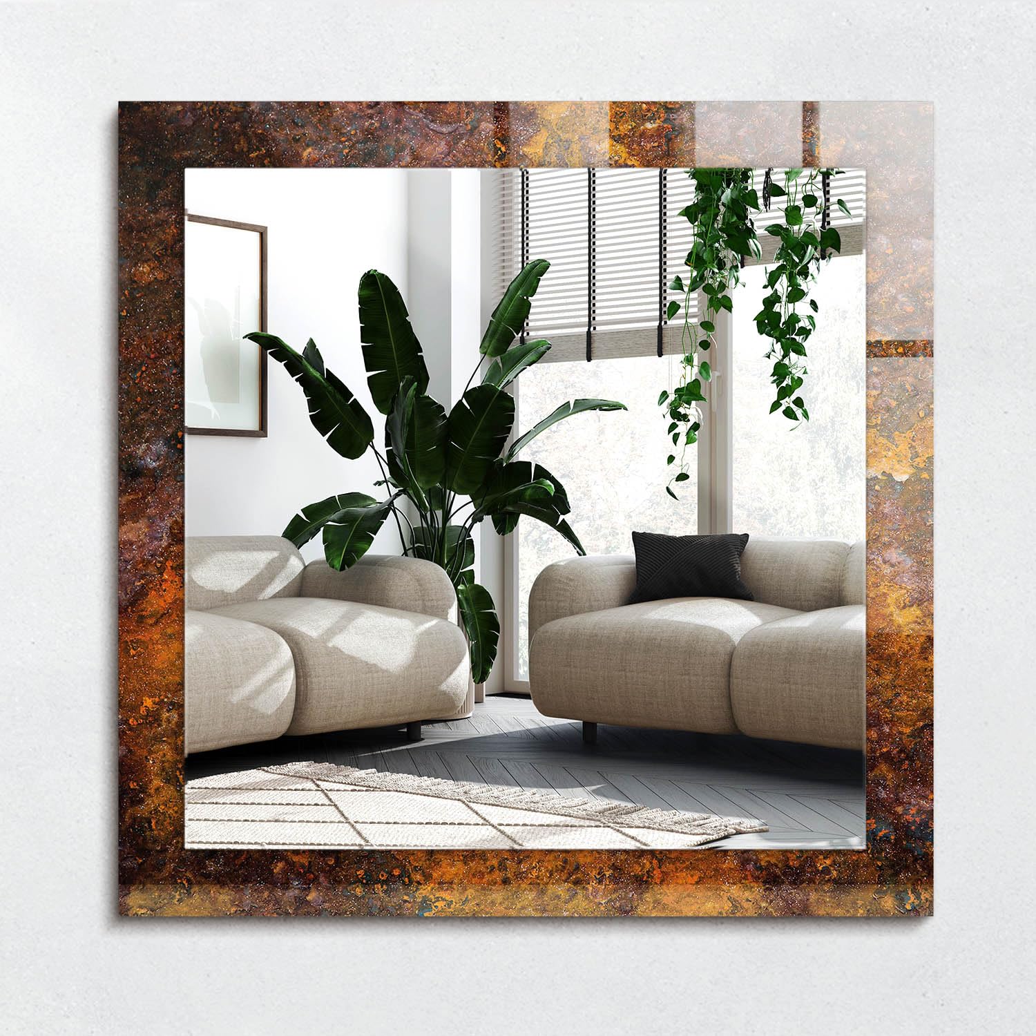 Miroir 60x60 cm sans cadre moderne carré pour décoration de salle de bain et chambre