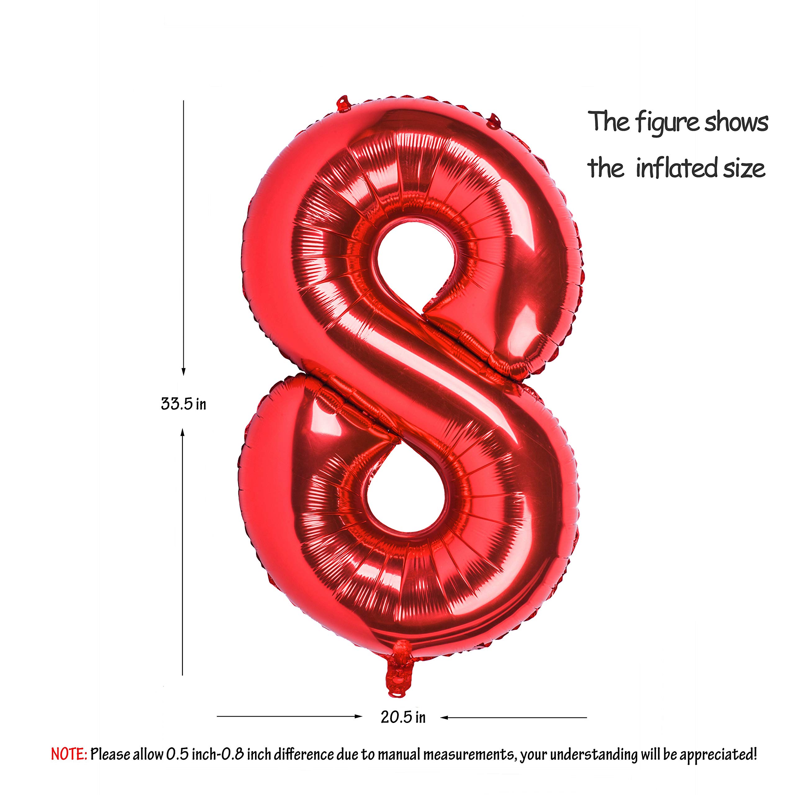 Red 0 balloon 40 Inch Giant Helium Foil Number 0 to 9 Red Balloon Birthday Wedding Party Digital Decorations (Number 0) — view 359