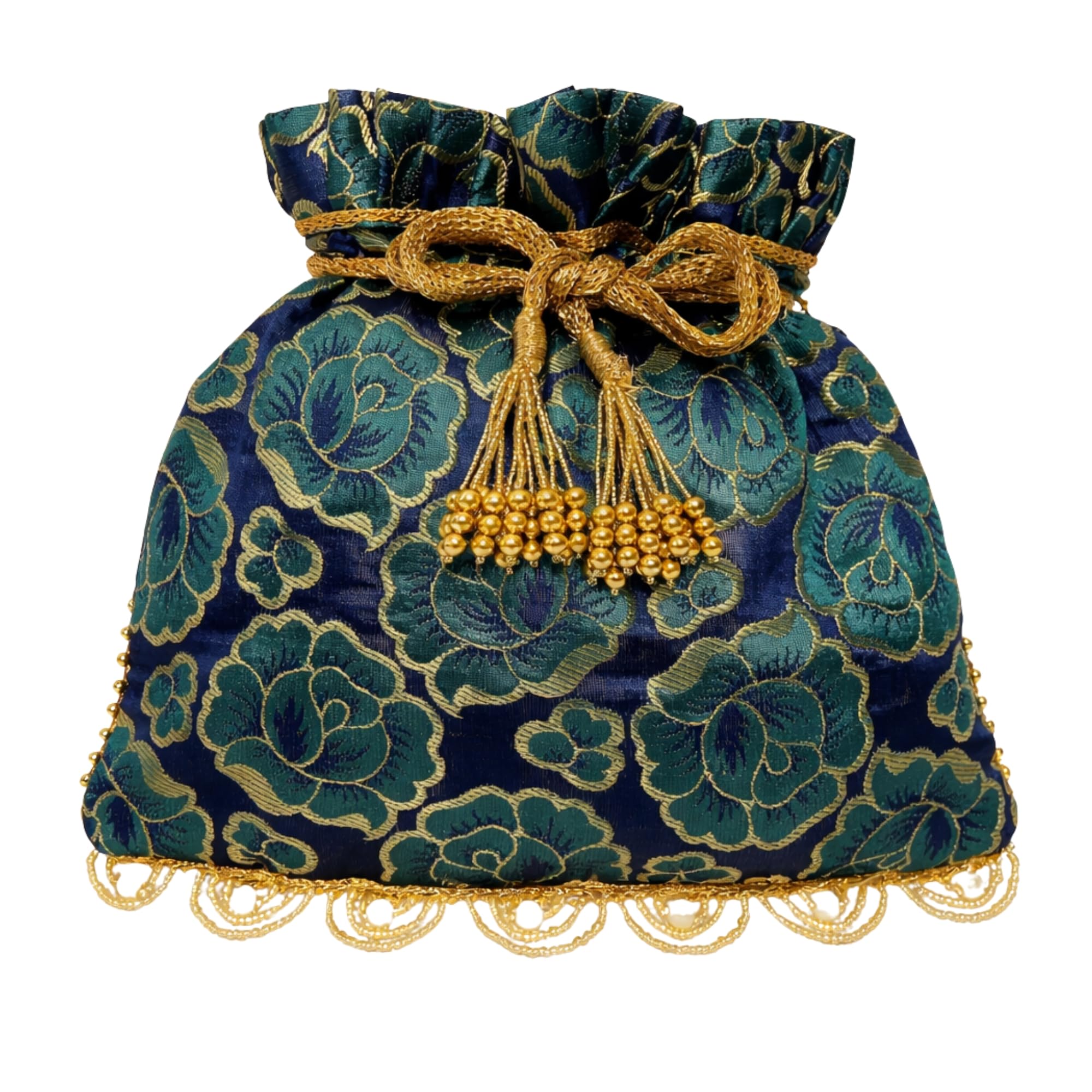 navkathanak creative enterprise Bridal Potli Drawstring Pouch Pack of 1 | Traditional Gift Bag for Wedding Return Gifts and Festive Use-picture-31