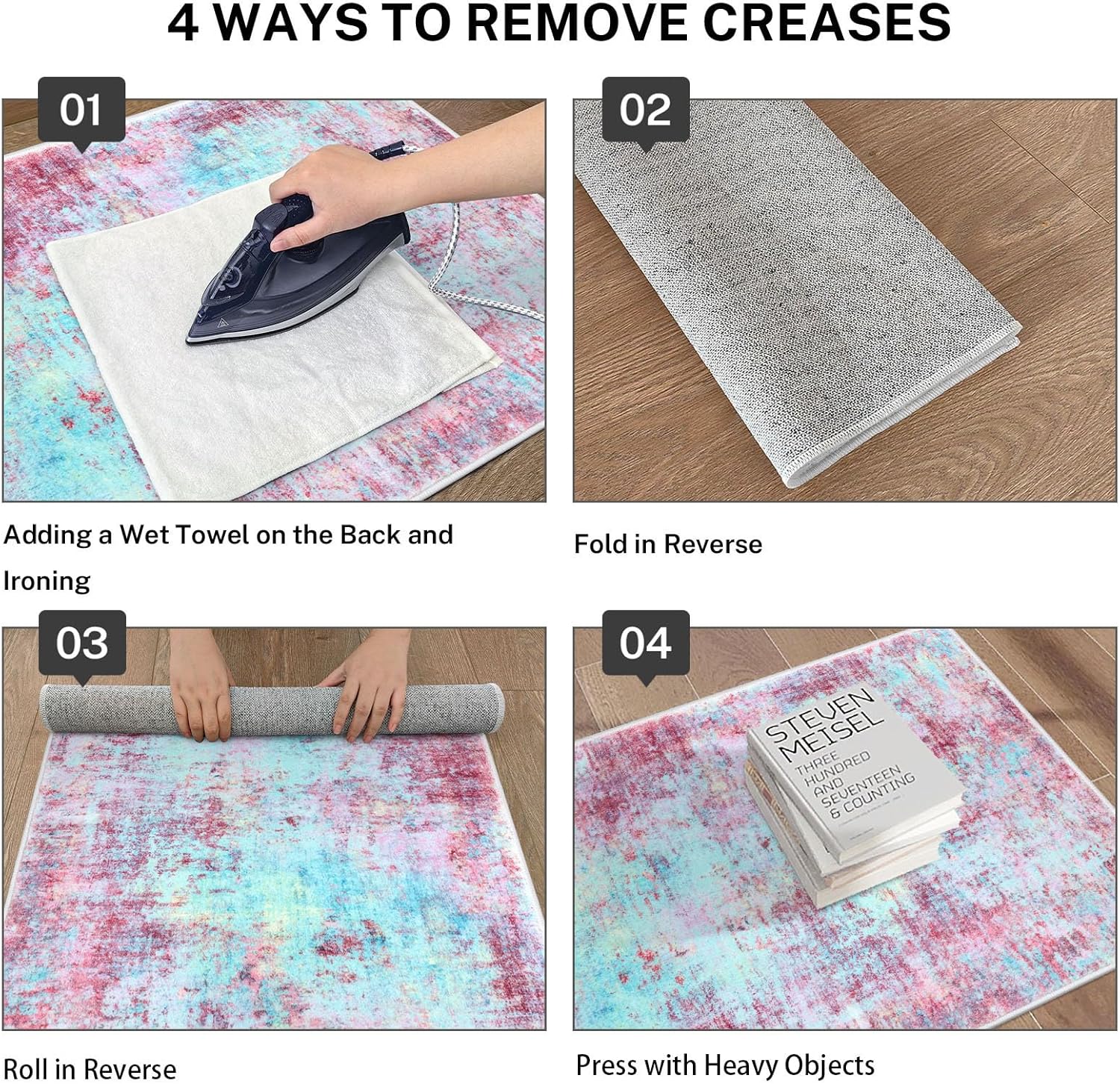 Lansny Modern Abstract Runner Rug 2x5, Machine Washable Blush Pink Sky for Girls Bedroom Ofiice Runner Non-Slip, Soft Hallway Rug Runner Thin Print Faux Wool Carpet for Entryway, Kitchen