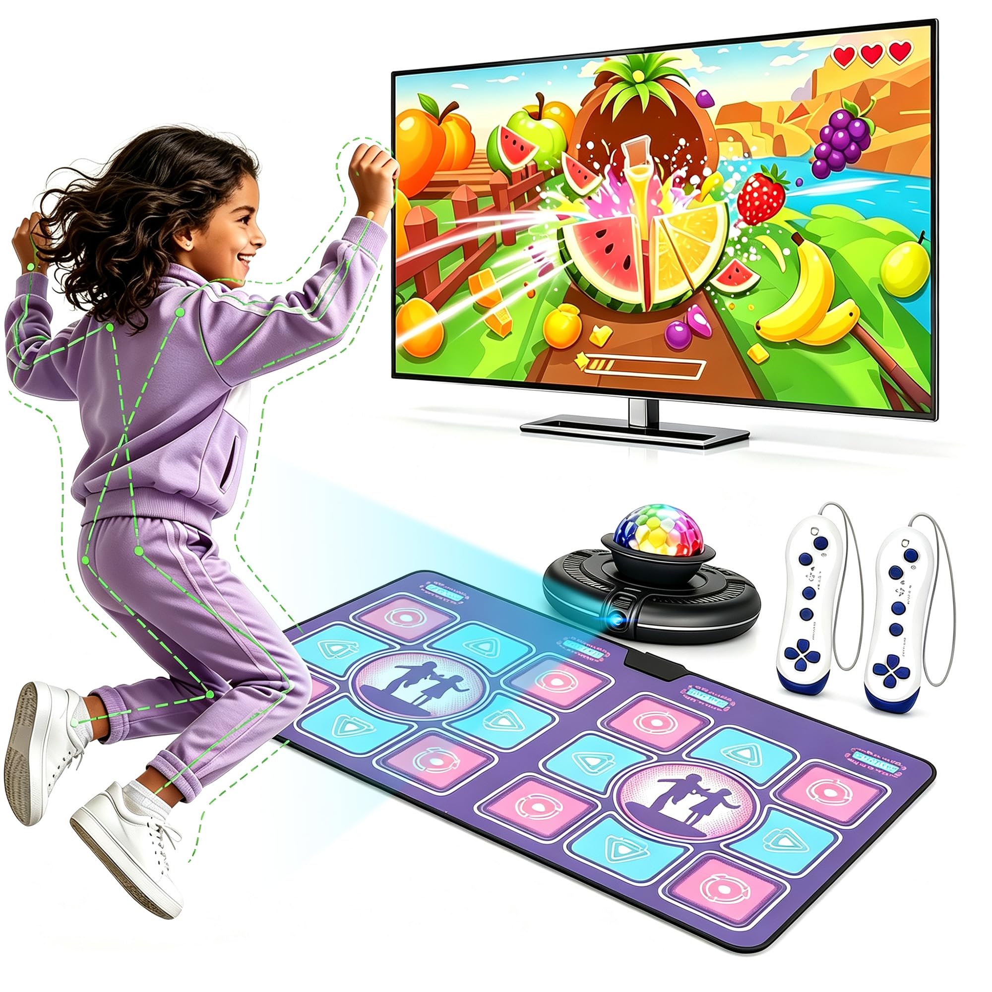 Dance Mat for Kids Adults: Plug & Play Wireless Musical Dancing Pad | No WiFi Need,Non-Slip,2 Player Interactive TV Video Game,Ideal for 4-12+ Year Old Boys Girls to Burn Energy & Exercise