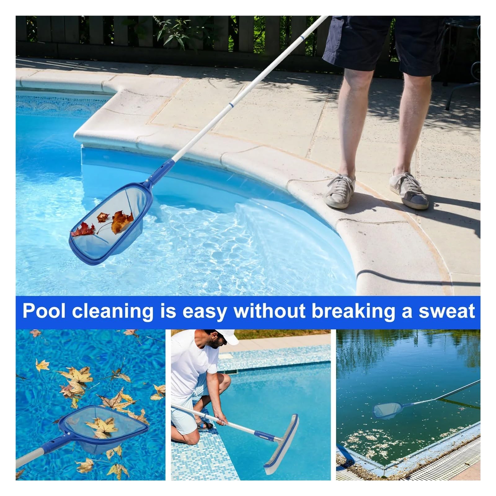 Set Di Spazzole for Piscina Pulizia Portatile Con Manico Da 63 Pollici Spugna for Riporre Facilmente La for Pareti Piastrelle