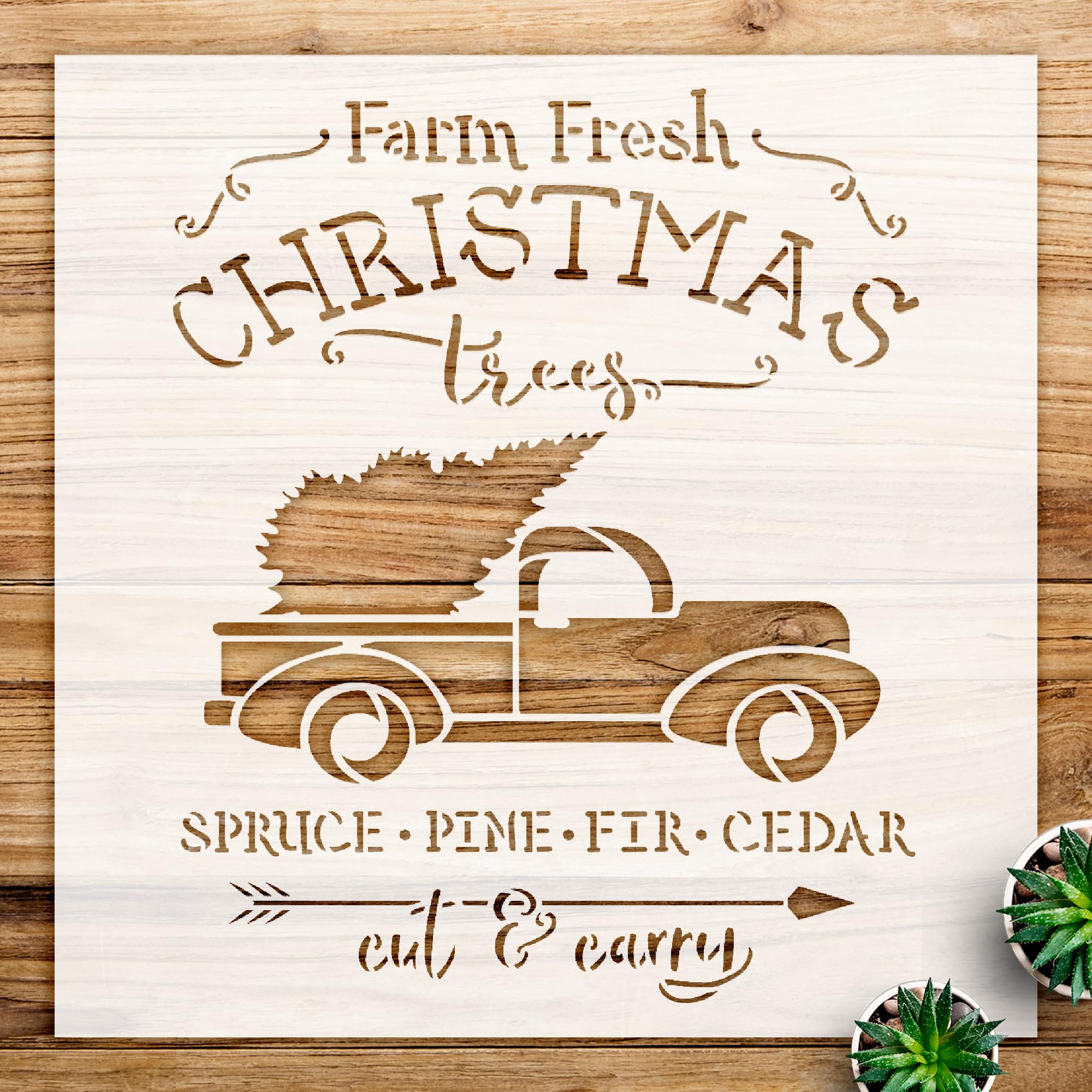 Christmas Tree Cut Carry Stencil for DIY Home Decor, Reusable Template for Wood Signs, Craft Projects, and Holiday Decorations - Size A3 (11.7