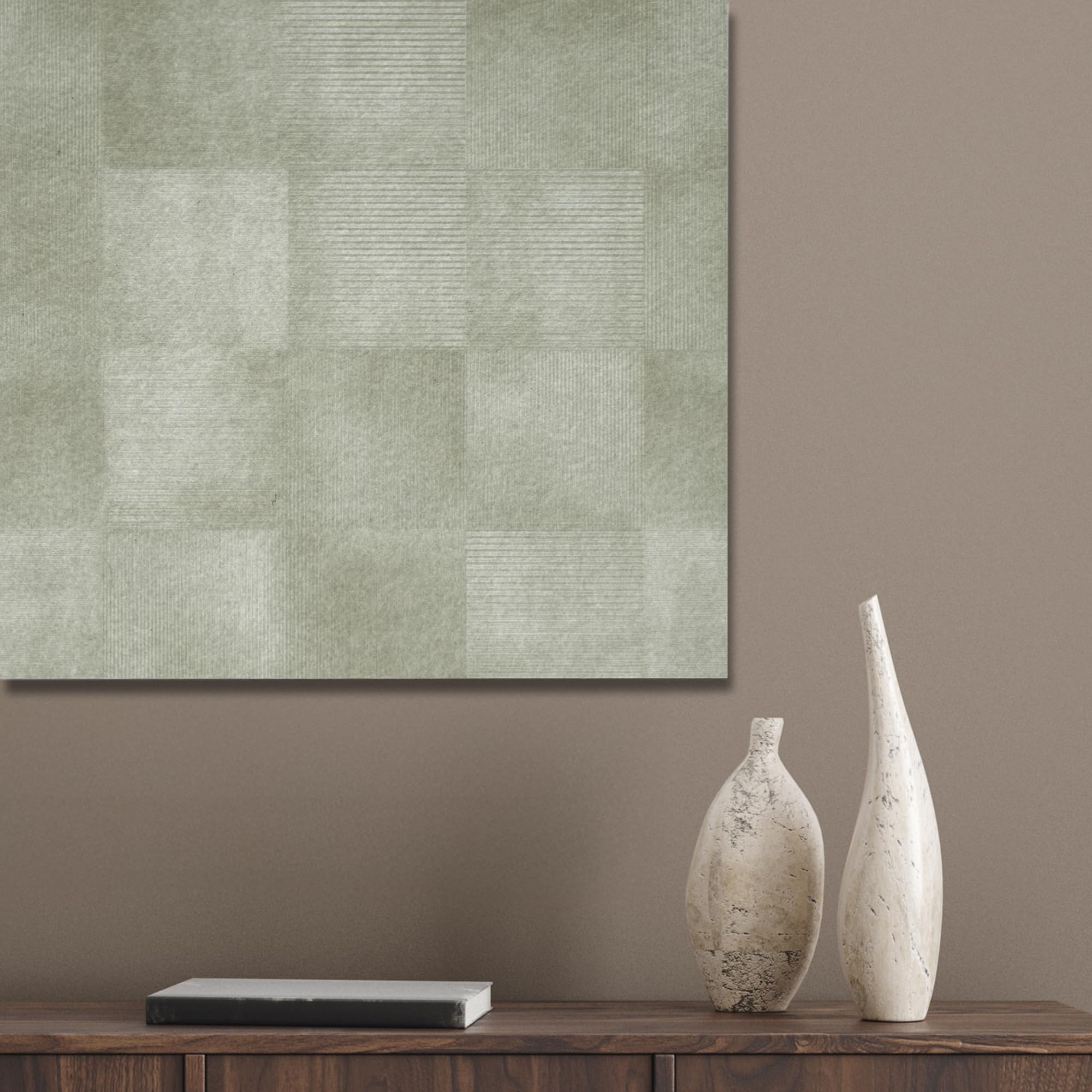 MuchoWow© Wandbilder Akustikpaneele Filz Deko Wohnung Bild Wohnzimmer | 90x60 cm - Wandpaneele Schallabsorber Wand Bilder Wandpaneel Wall Decor Wohnungen - Rustikal - Grün