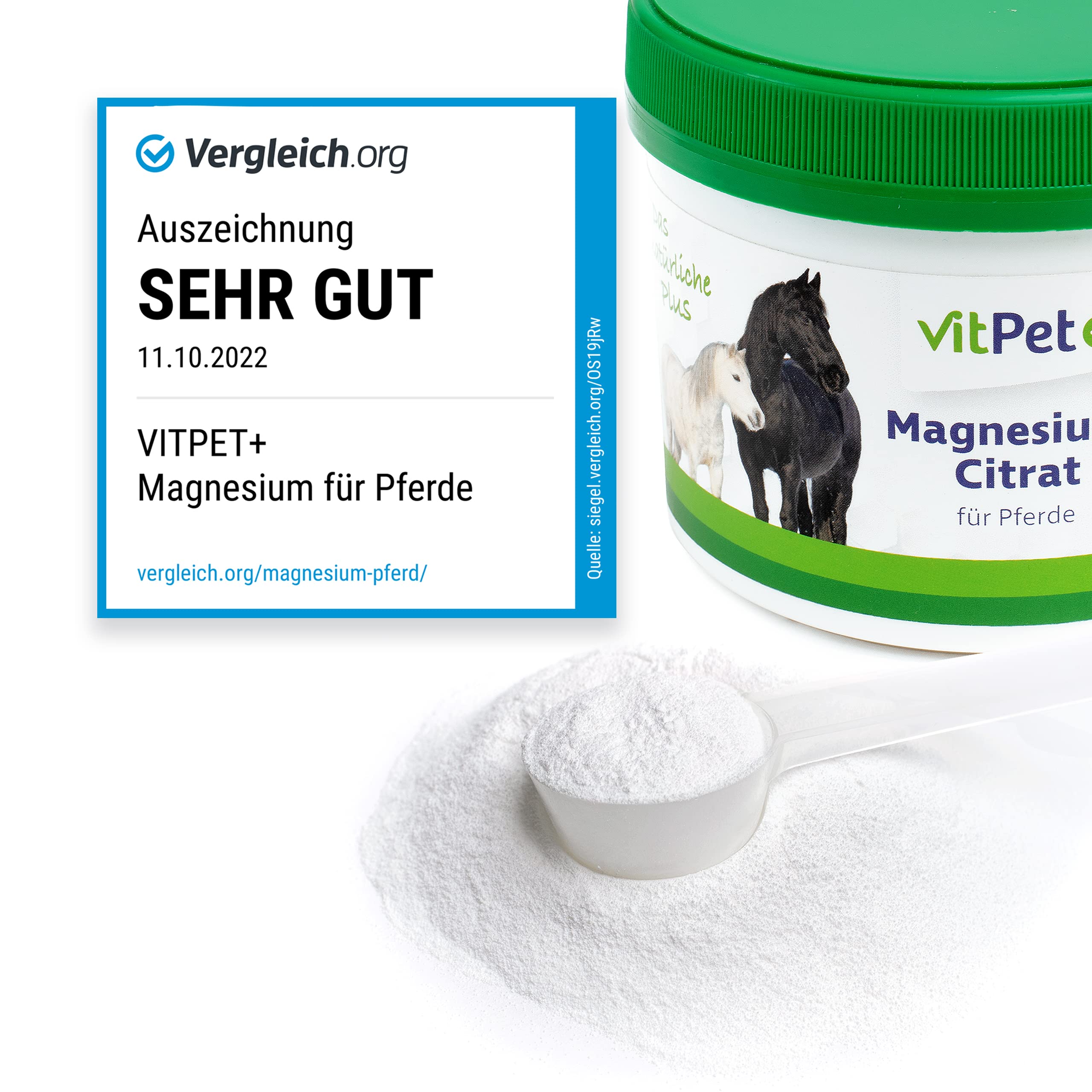 Cytrynian magnezu dla koni – magnez – proszek cytrynian magnezu premium – do wspomagania mięśni i układu nerwowego – 500 g łącznie z łyżką dozującą