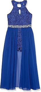 Girls' High Neck Romper Maxi Walk-Through Party Dress - Buy now