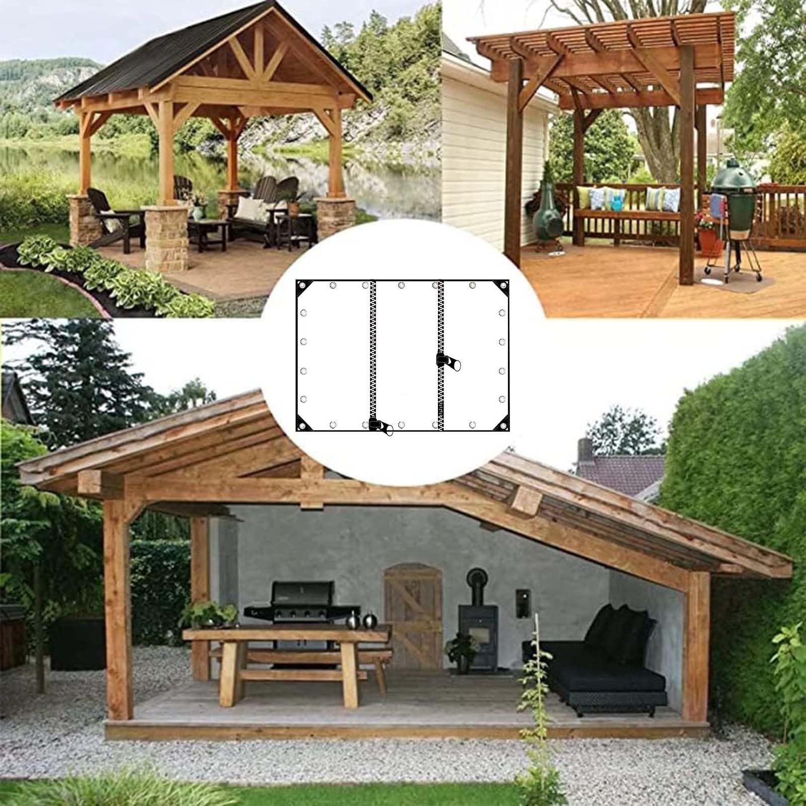 Plane Transparent mit Reißverschluss Nach Maß, Durchsichtige Plane mit Ösen, 420g/m² Reißfest Transparent Plane für Gärten, Gewächshaus (2x2.5m)